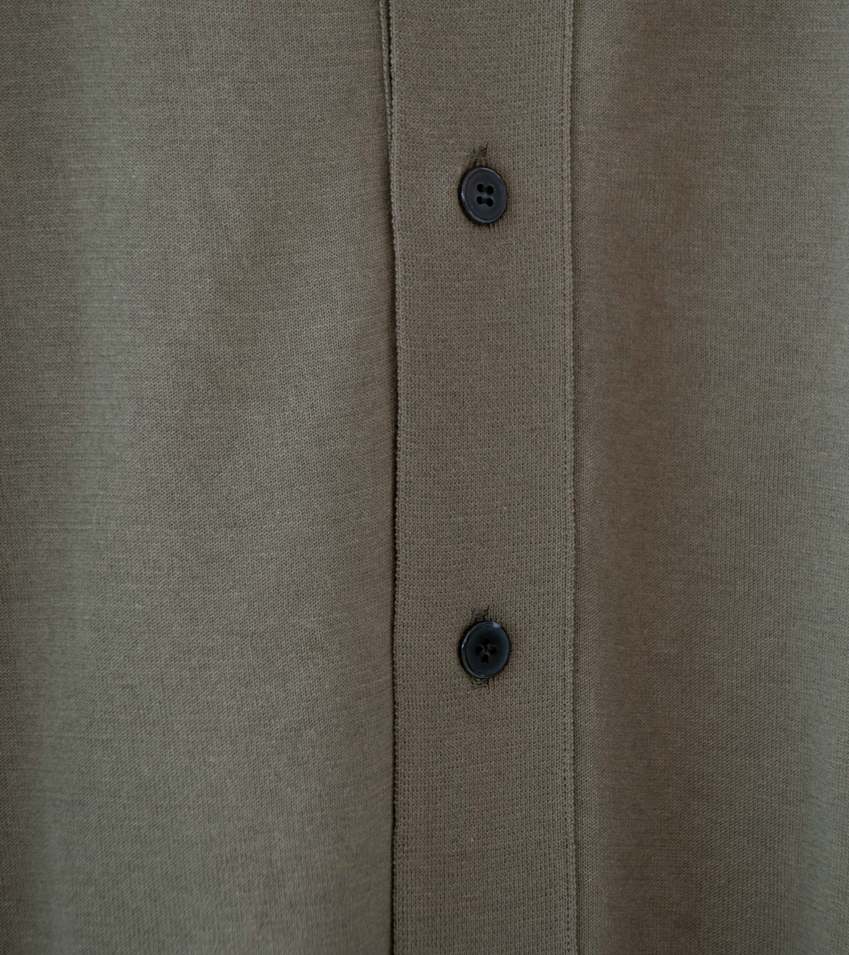 Auralee 'Giza High Gauge Knit Half Sleeved Cardigan' (Olive Gray) - Image 4