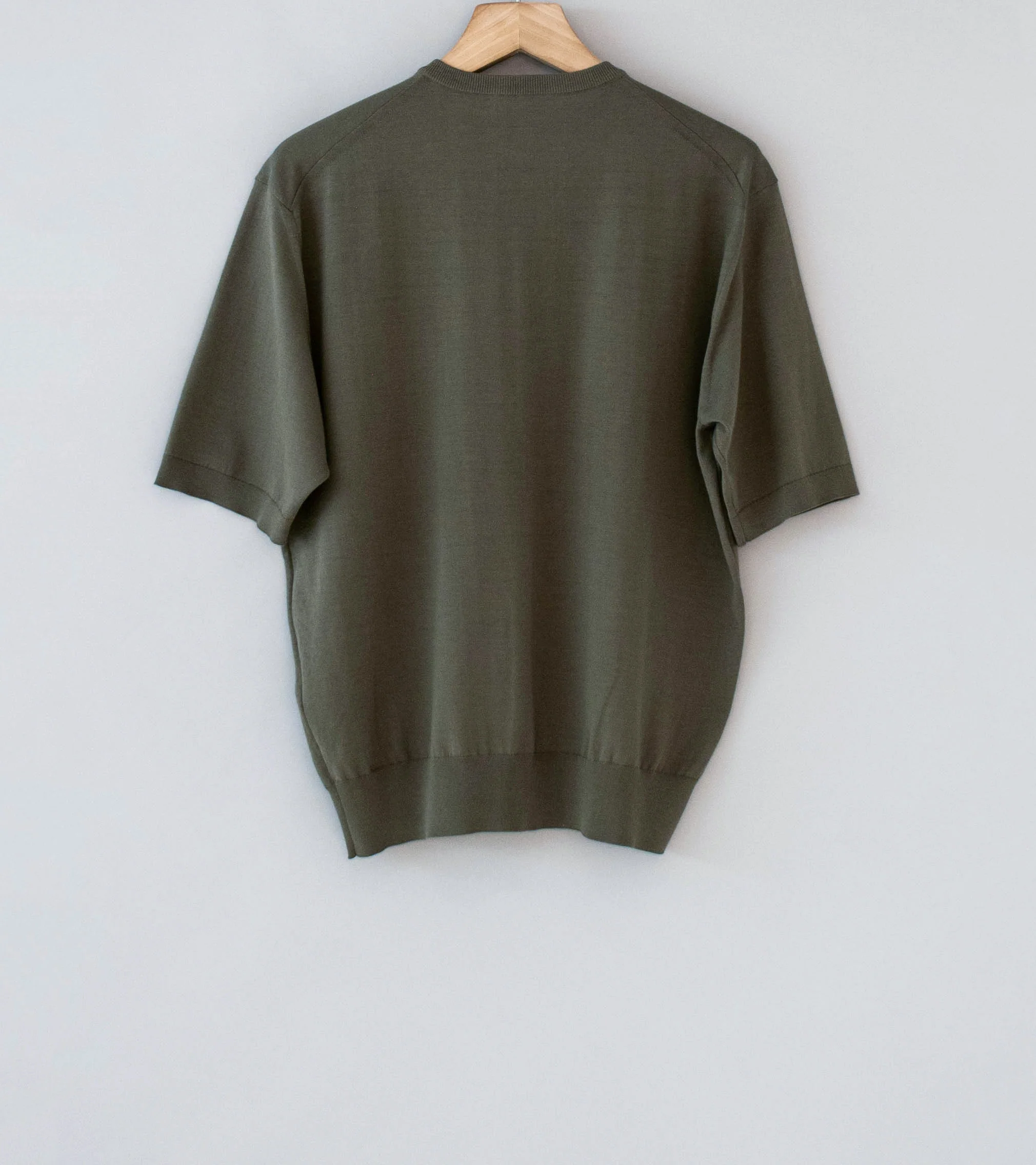Auralee 'Giza High Gauge Knit Half Sleeved Cardigan' (Olive Gray) - Image 7