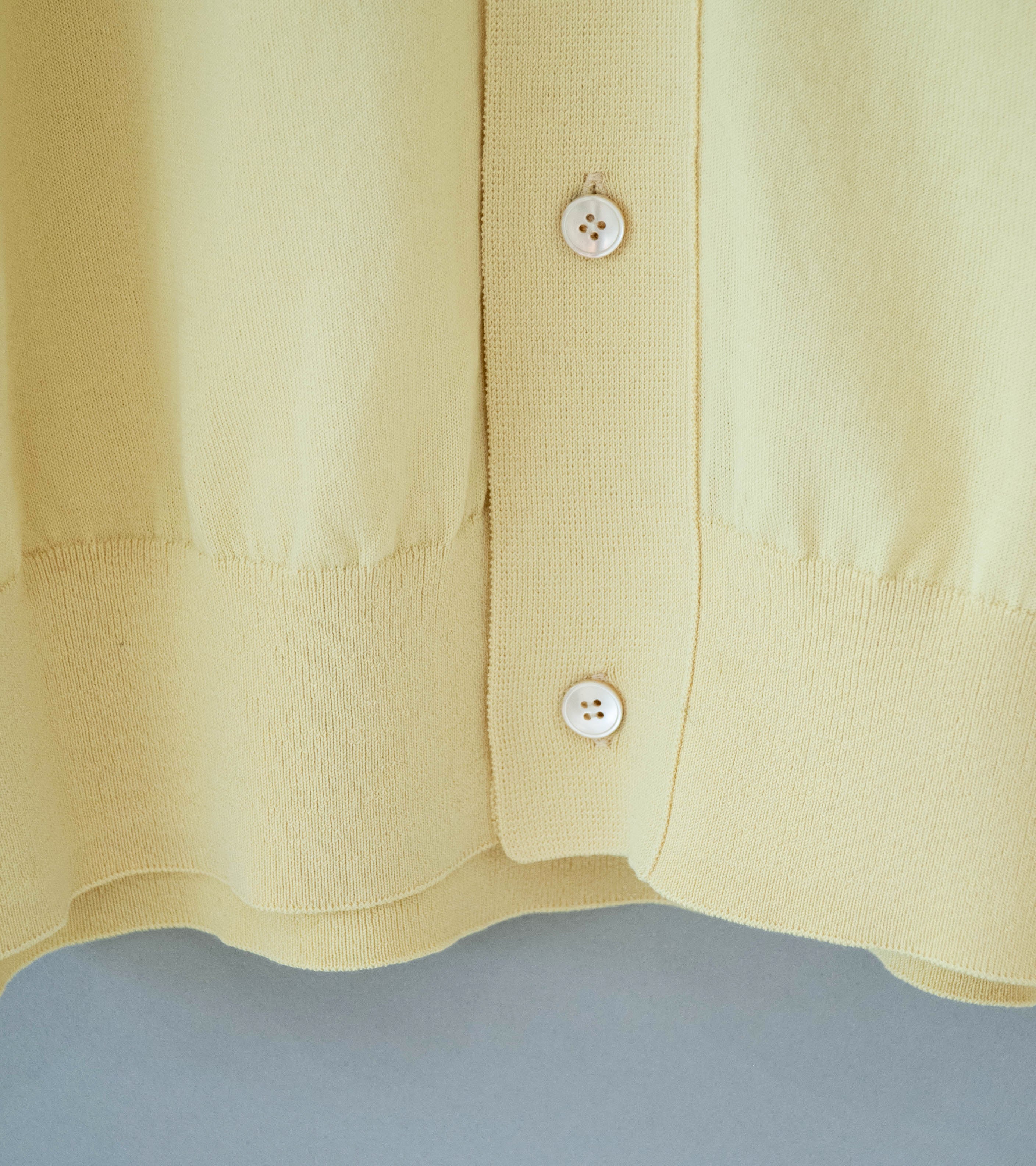 Auralee 'Giza High Gauge Knit Half Sleeved Cardigan' (Yellow Beige) - Image 3