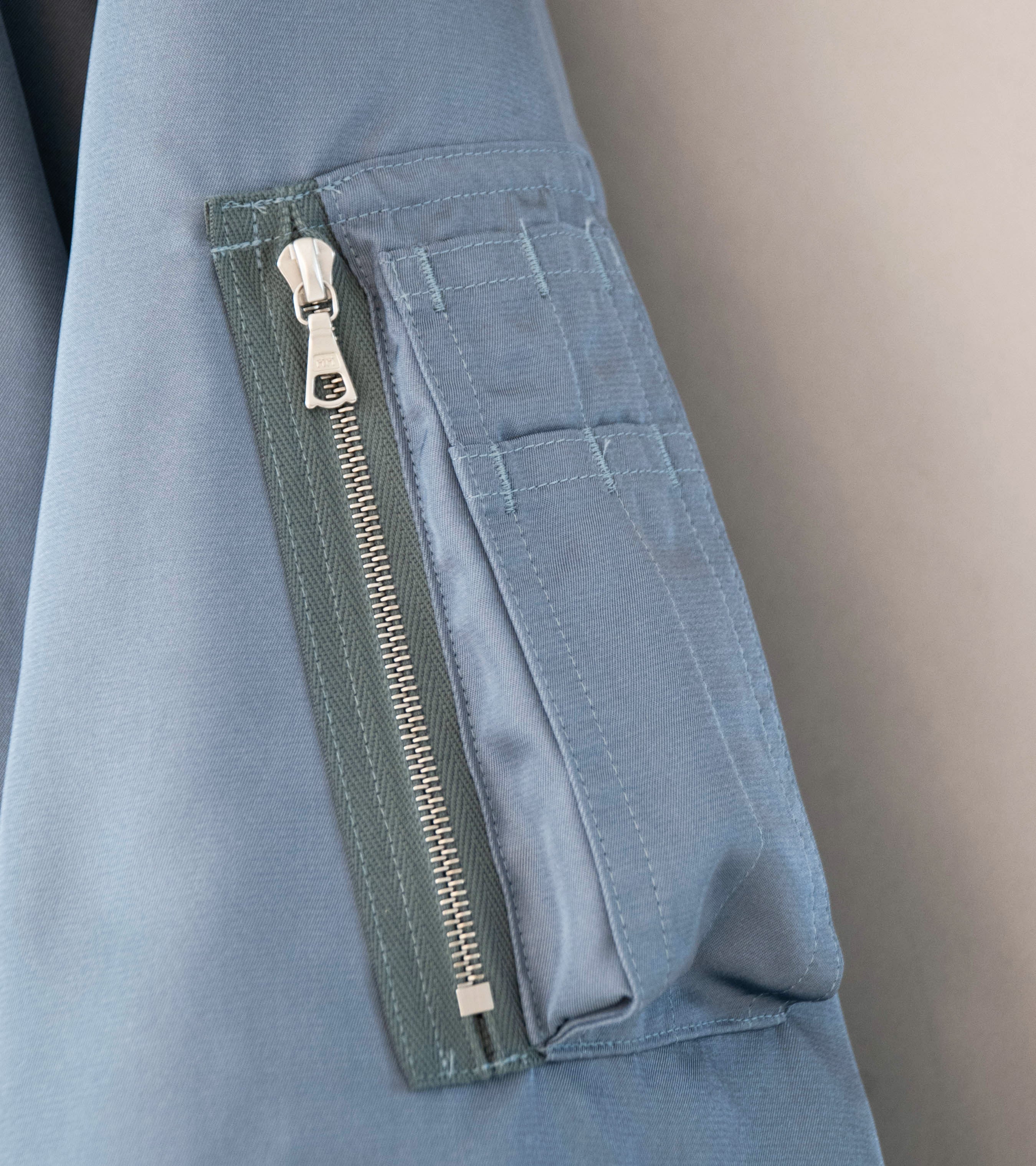 Auralee 'High Density Silk Twill Flight Blouson' (Blue Gray) - Image 6
