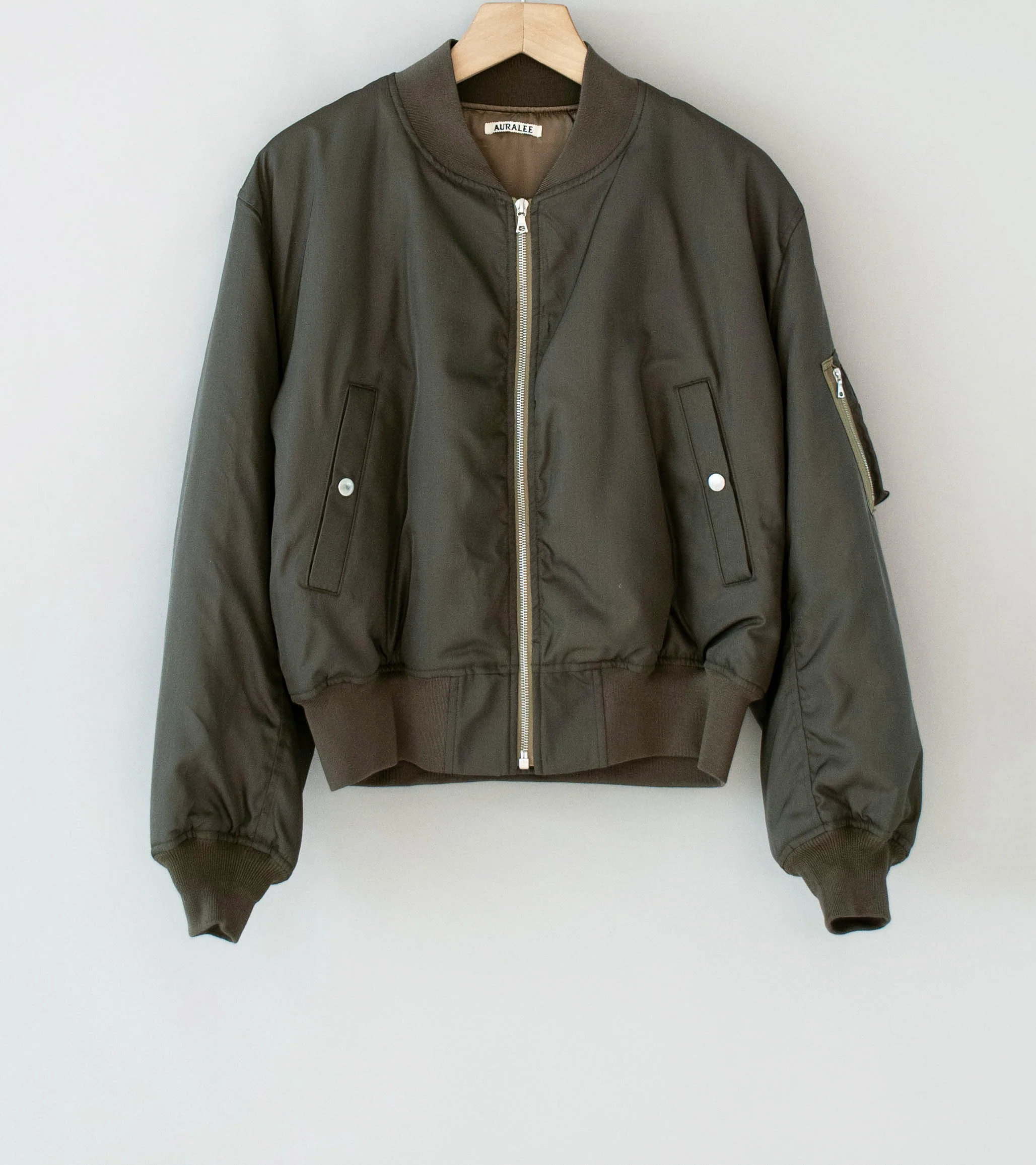 Auralee 'High Density Silk Twill Flight Blouson' (Dark Olive)