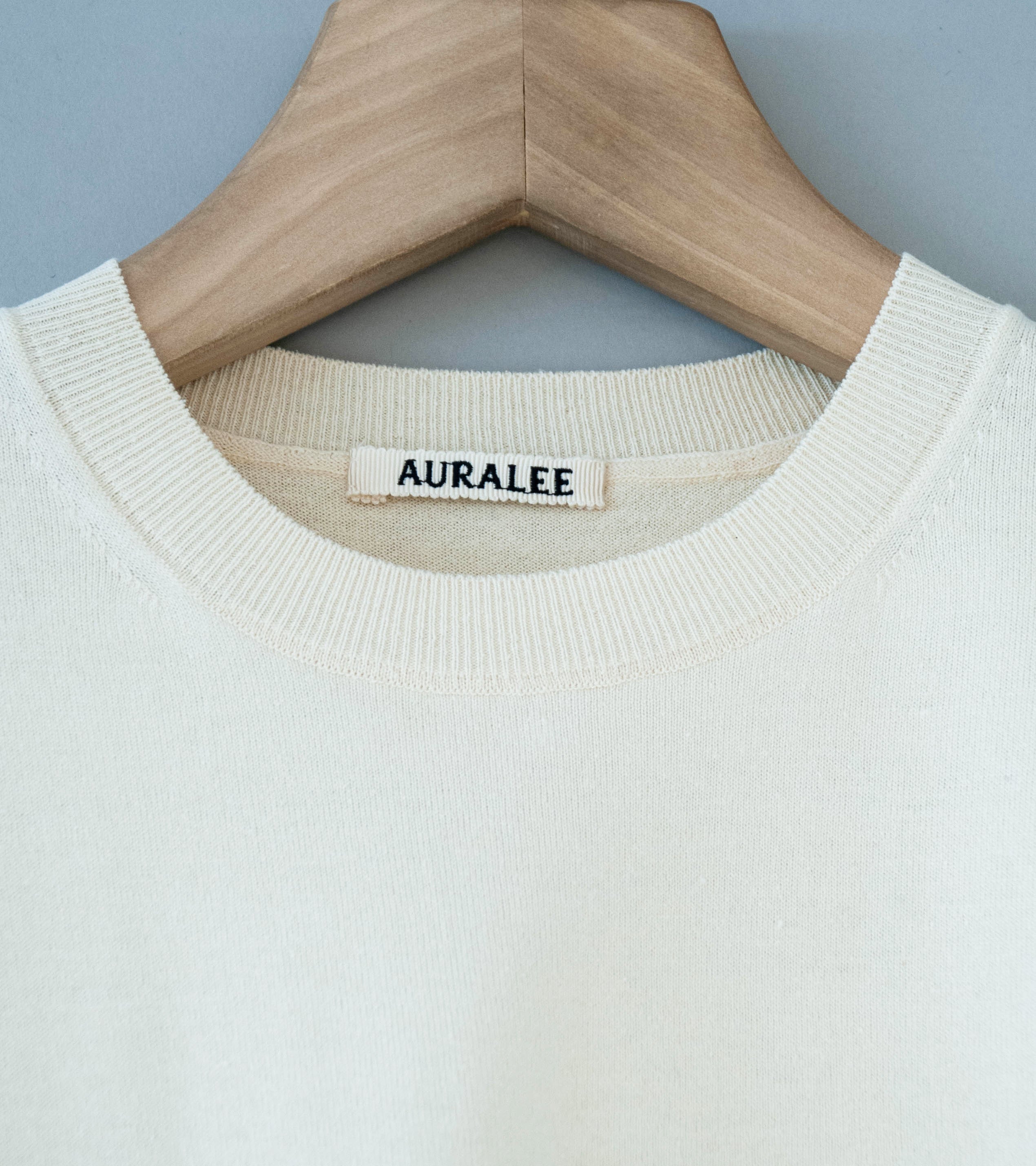 Auralee 'High Gauge Tussah Silk Knit Tee' (Ivory) - Image 3