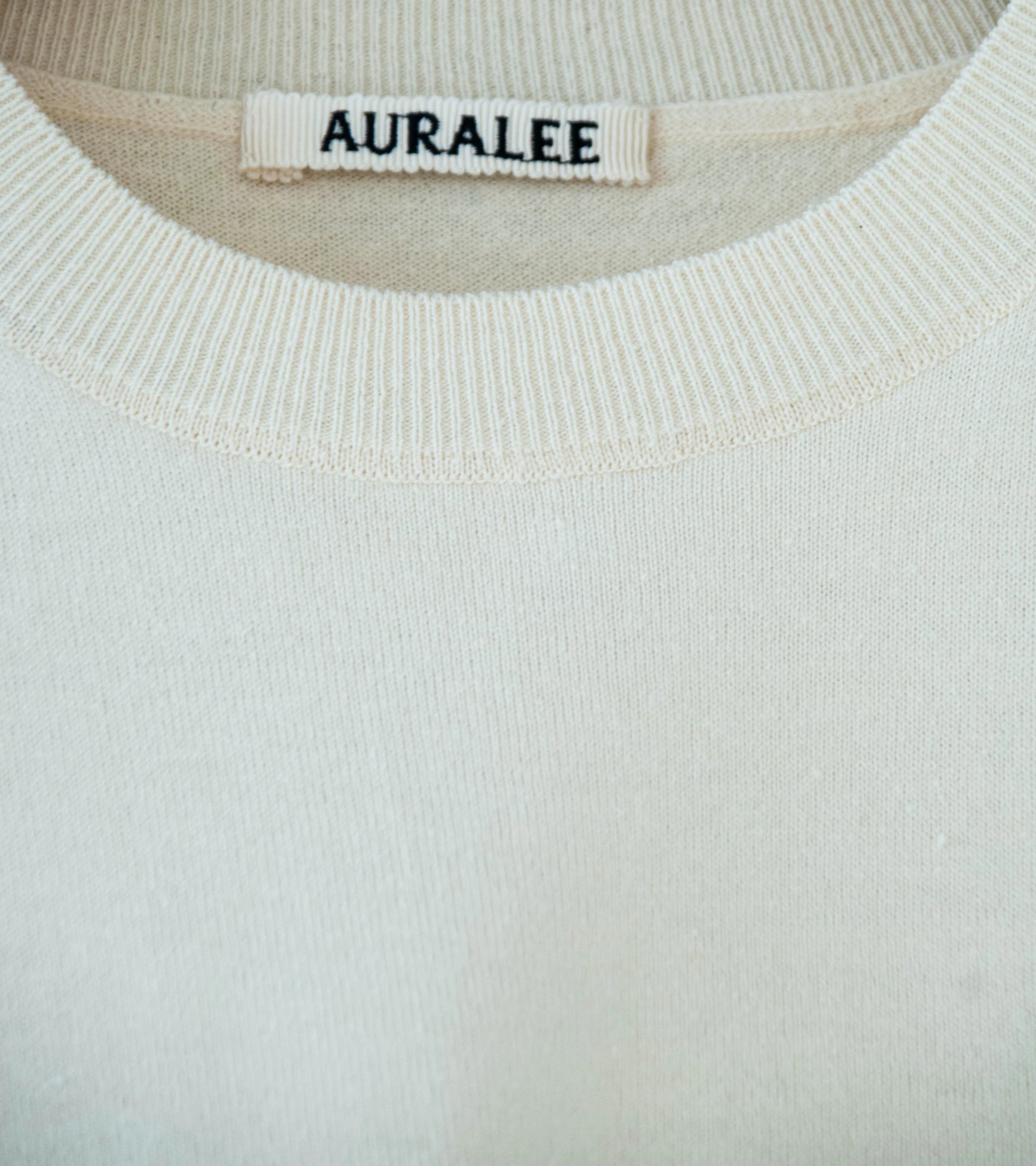 Auralee 'High Gauge Tussah Silk Knit Tee' (Ivory) - Image 4