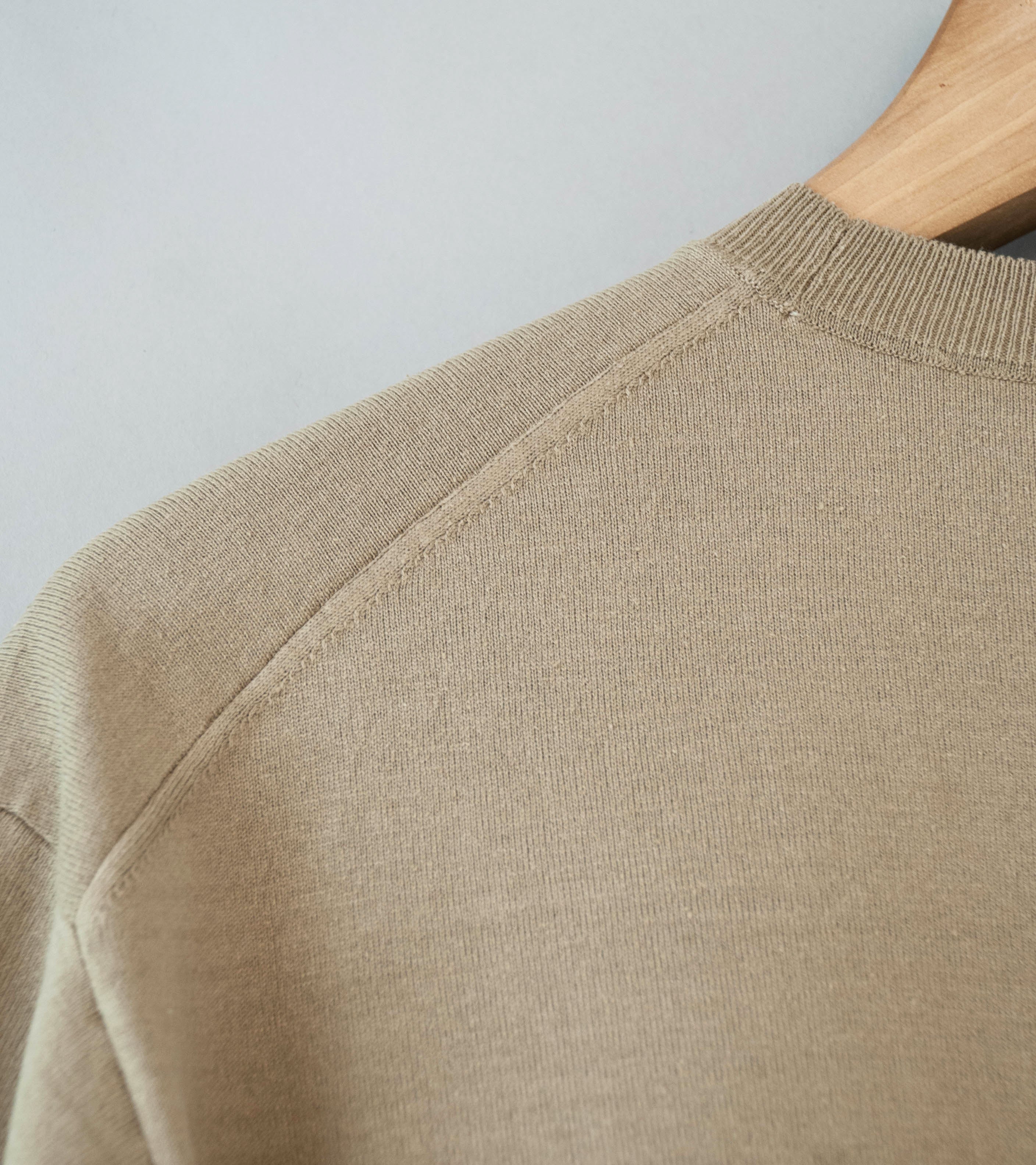 Auralee 'High Gauge Tussah Silk Knit Tee' (Khaki Beige) - Image 6