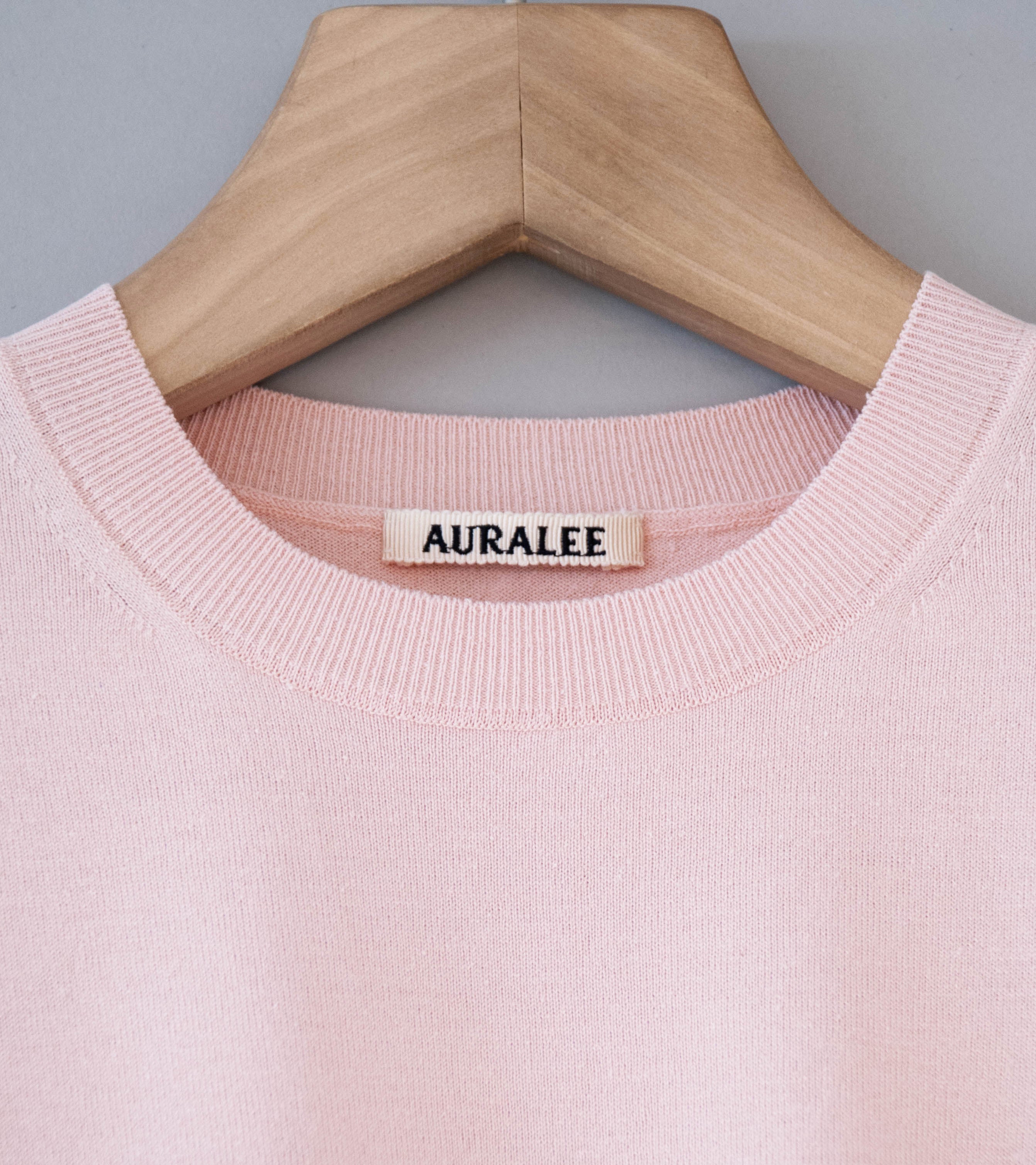 Auralee 'High Gauge Tussah Silk Knit Tee' (Light Pink) - Image 3