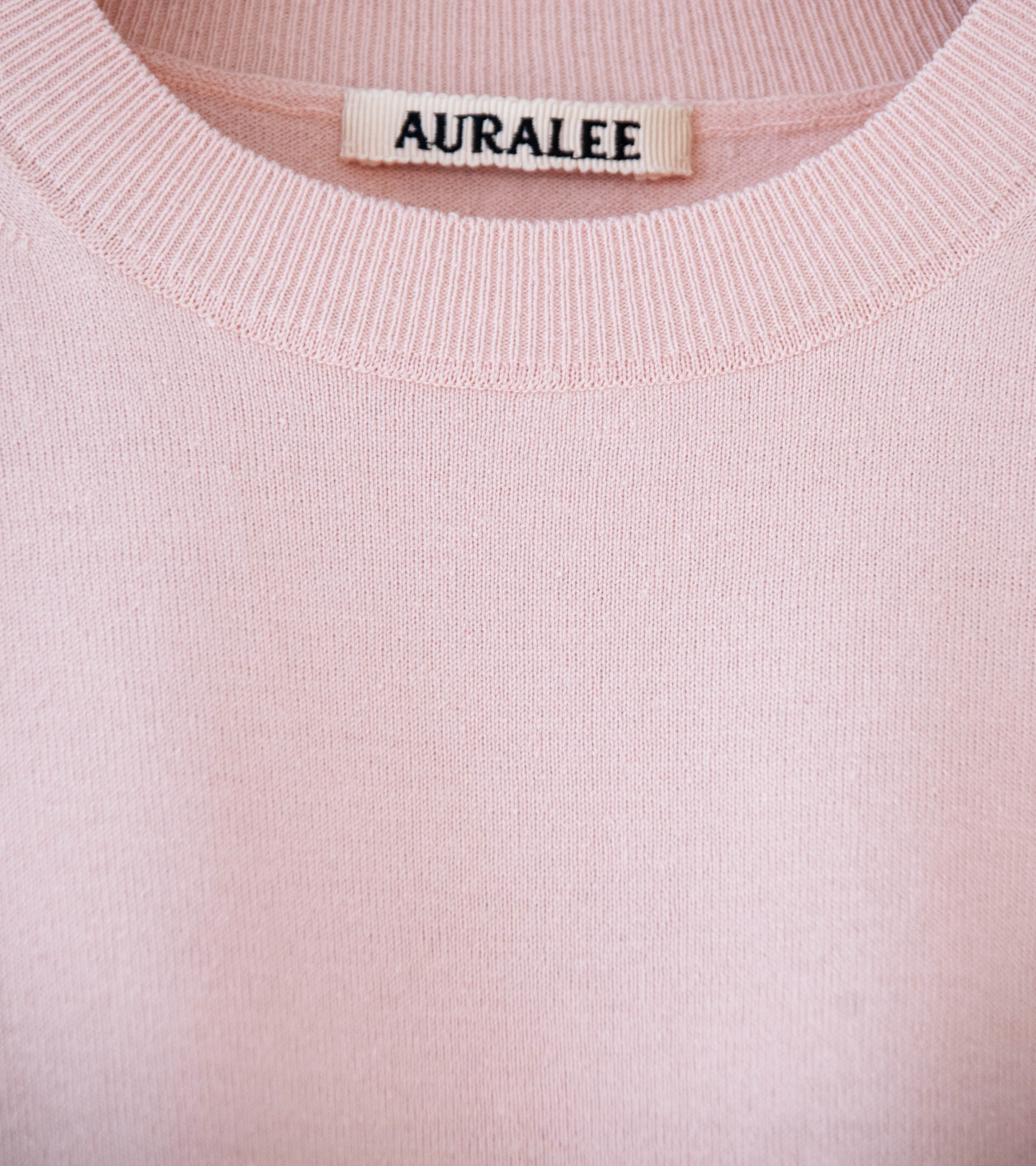 Auralee 'High Gauge Tussah Silk Knit Tee' (Light Pink) - Image 4
