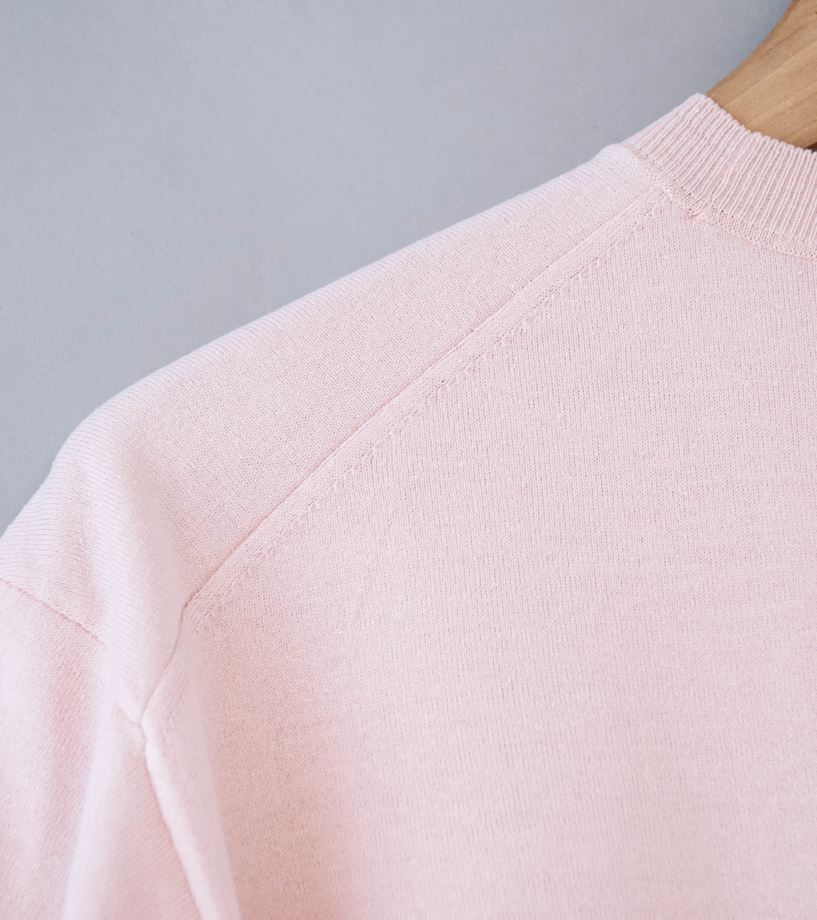 Auralee 'High Gauge Tussah Silk Knit Tee' (Light Pink) - Image 6