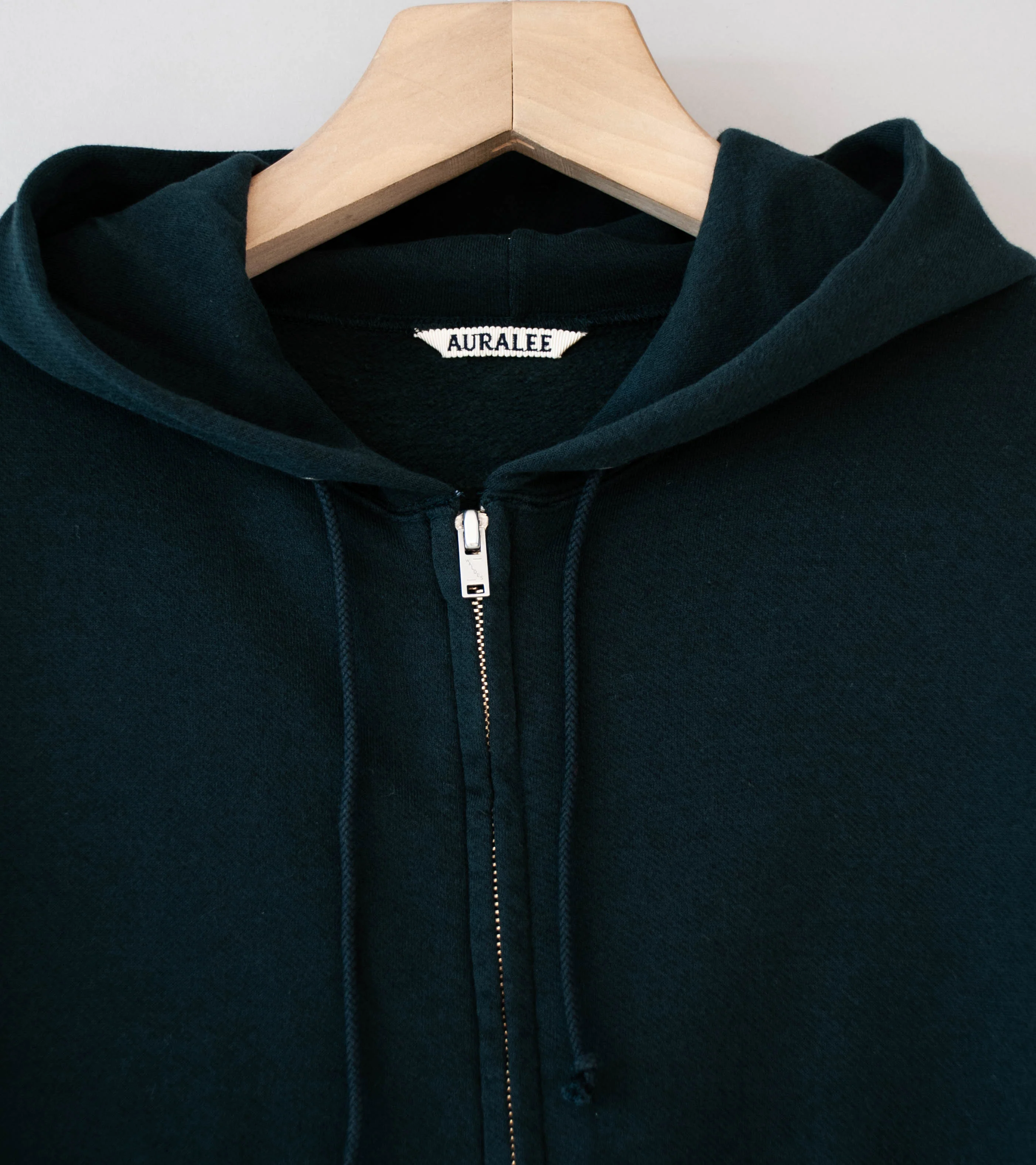 Auralee 'High Twist Light Sweat Zip Parka' (Black) - Image 5