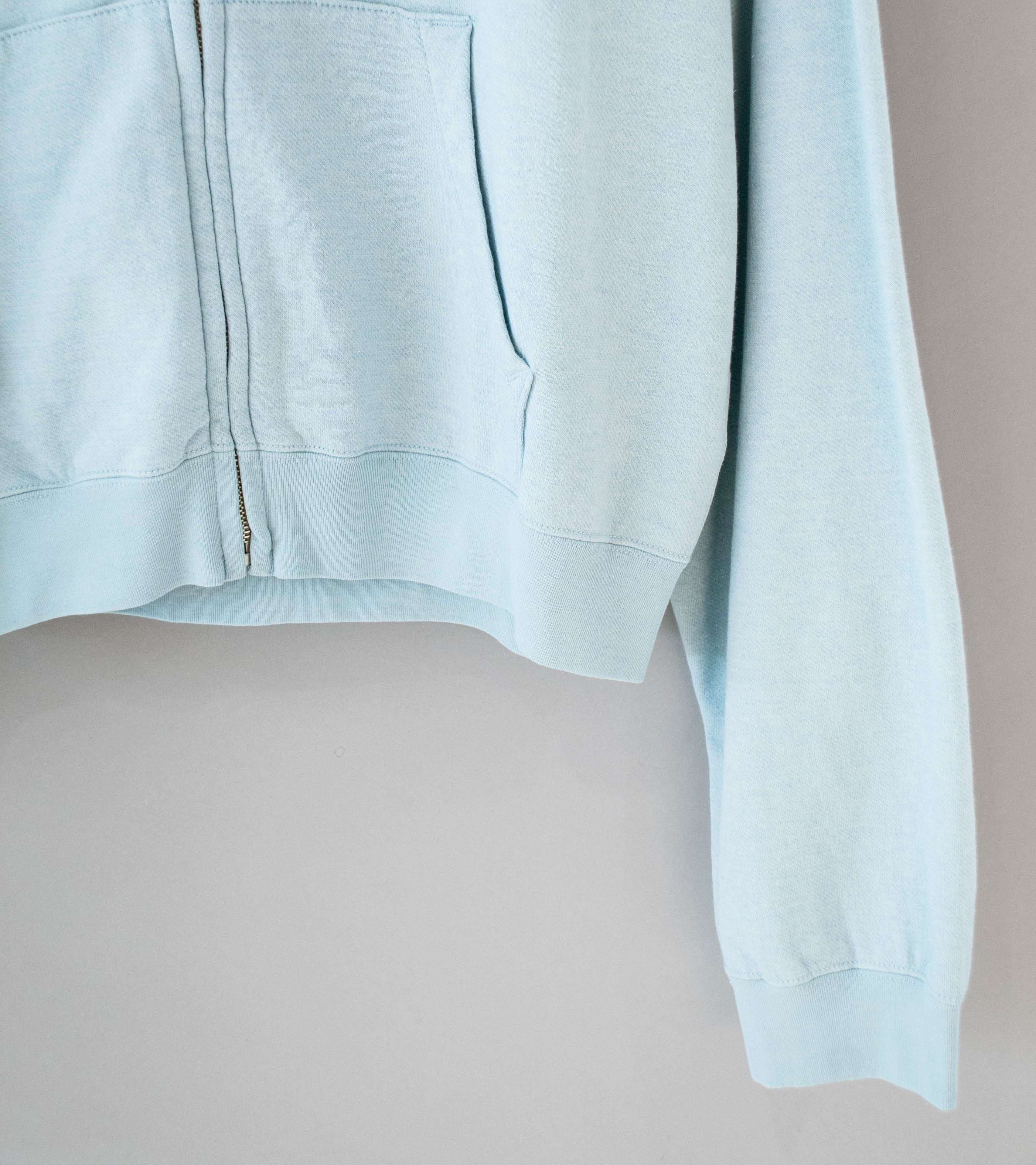 Auralee 'High Twist Light Sweat Zip Parka' (Pale Blue) - Image 3