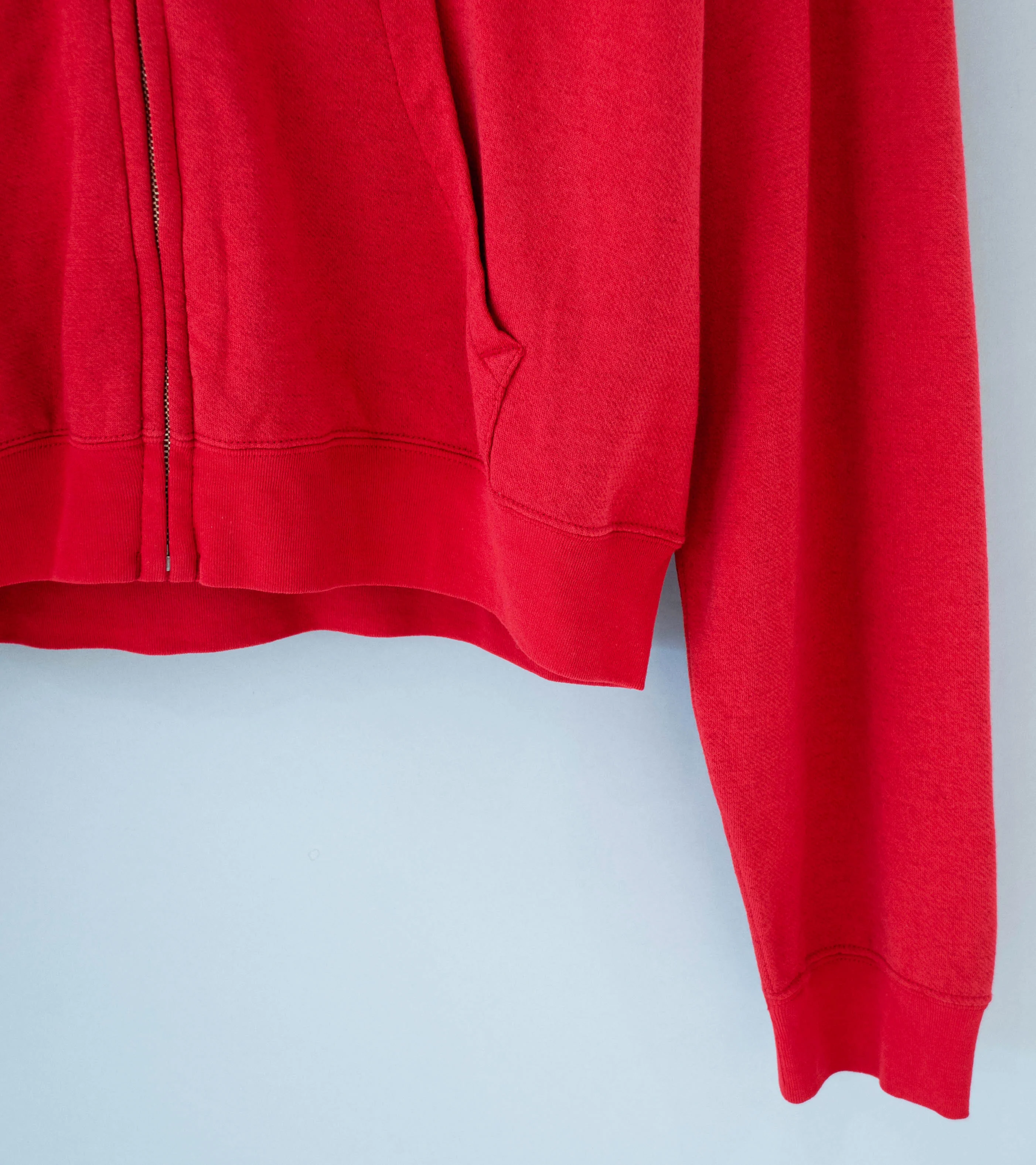 Auralee 'High Twist Light Sweat Zip Parka' (Red) - Image 3
