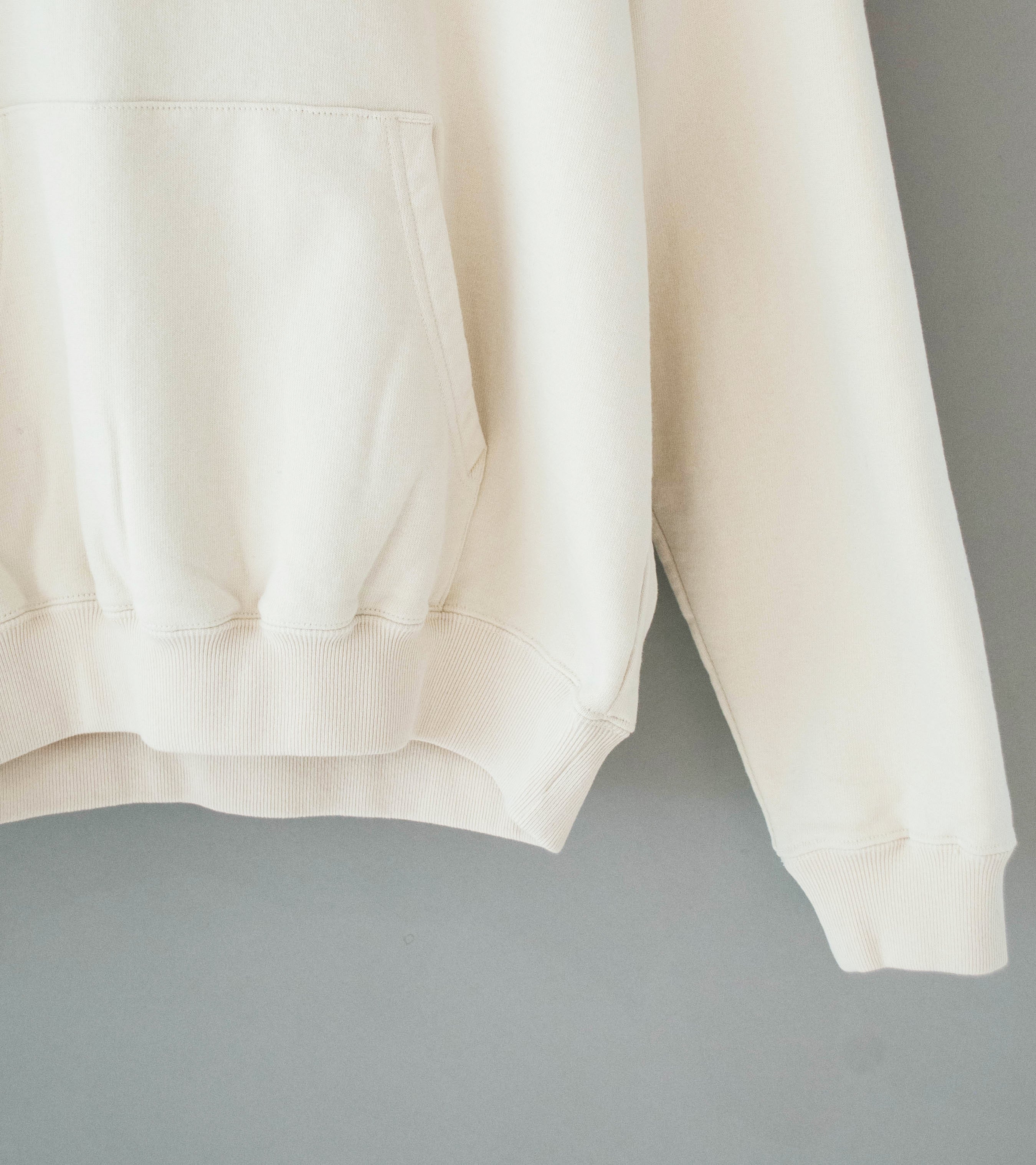 Auralee 'Smooth Soft BD Sweat P/O Parka' (Smoky White / Light Yellow) - Image 3