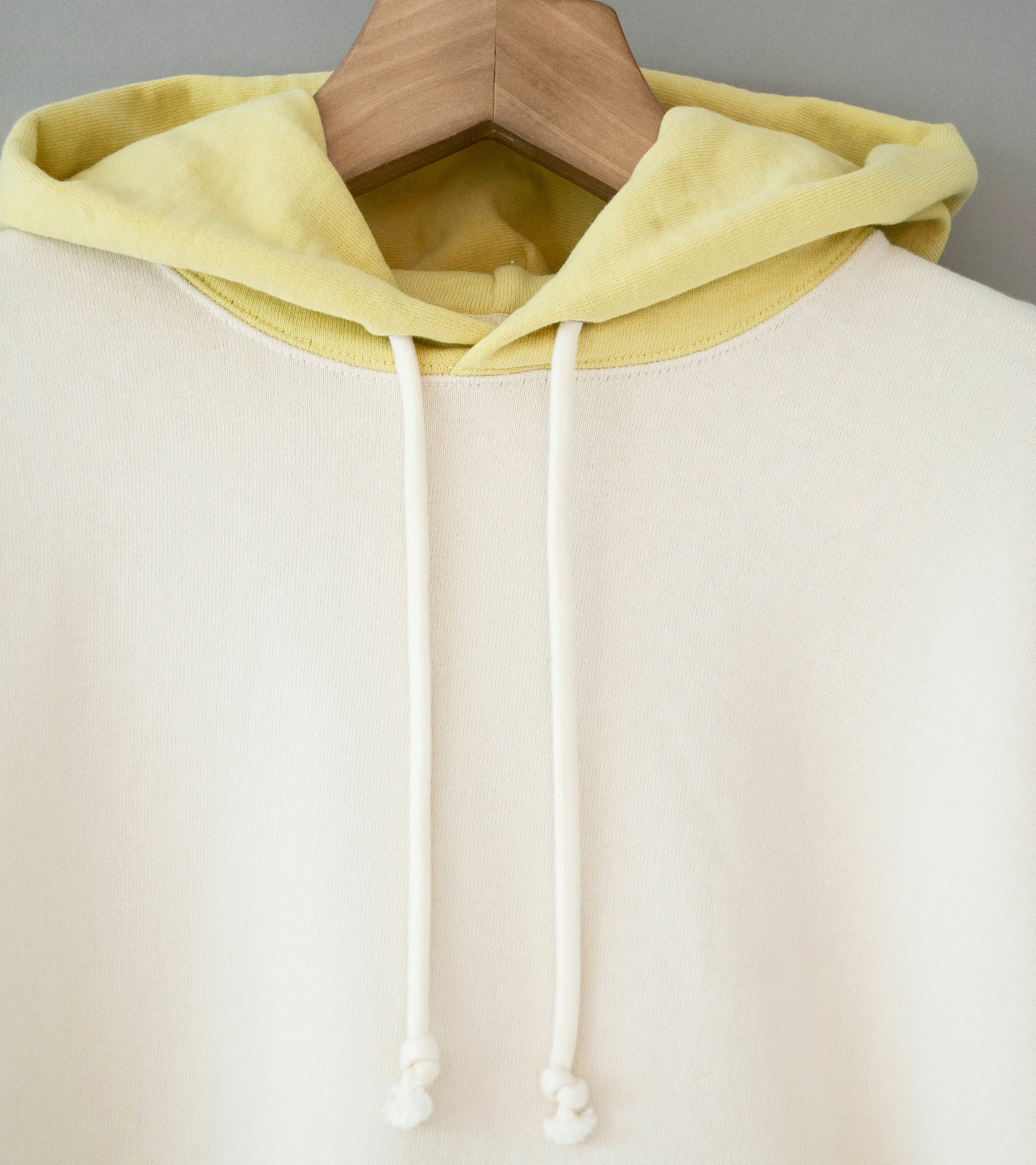 Auralee 'Smooth Soft BD Sweat P/O Parka' (Smoky White / Light Yellow) - Image 6