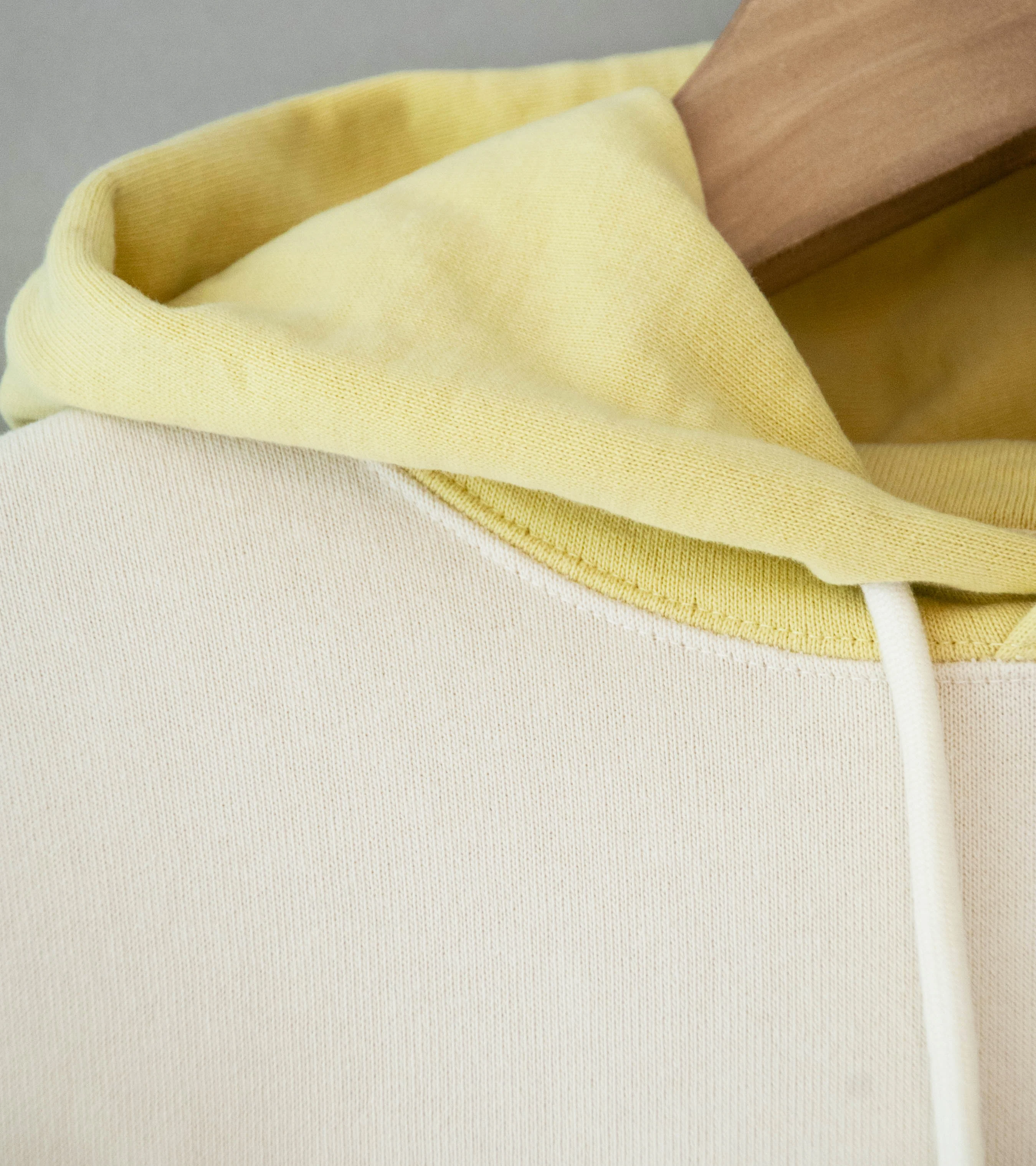 Auralee 'Smooth Soft BD Sweat P/O Parka' (Smoky White / Light Yellow) - Image 7