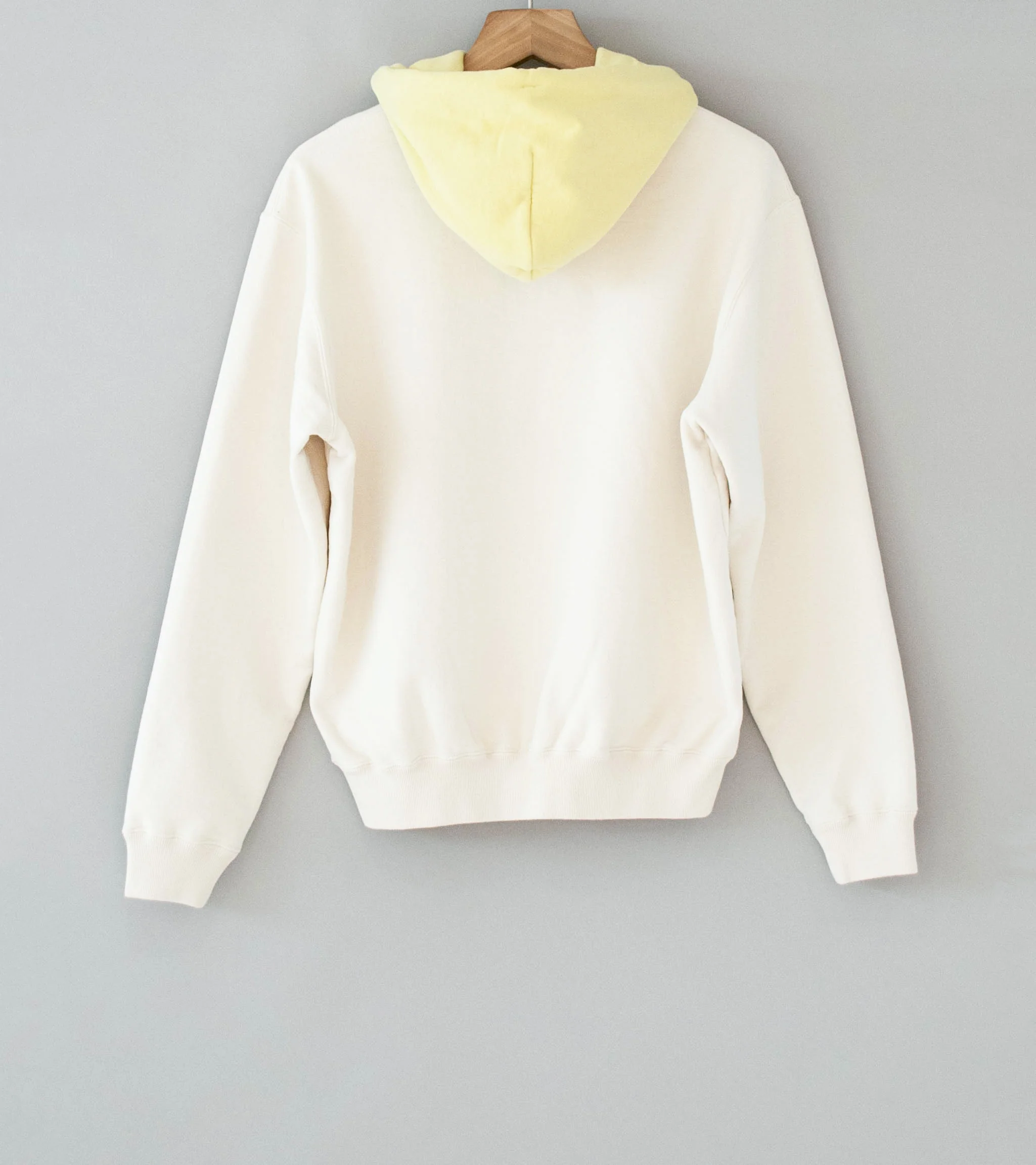 Auralee 'Smooth Soft BD Sweat P/O Parka' (Smoky White / Light Yellow) - Image 9
