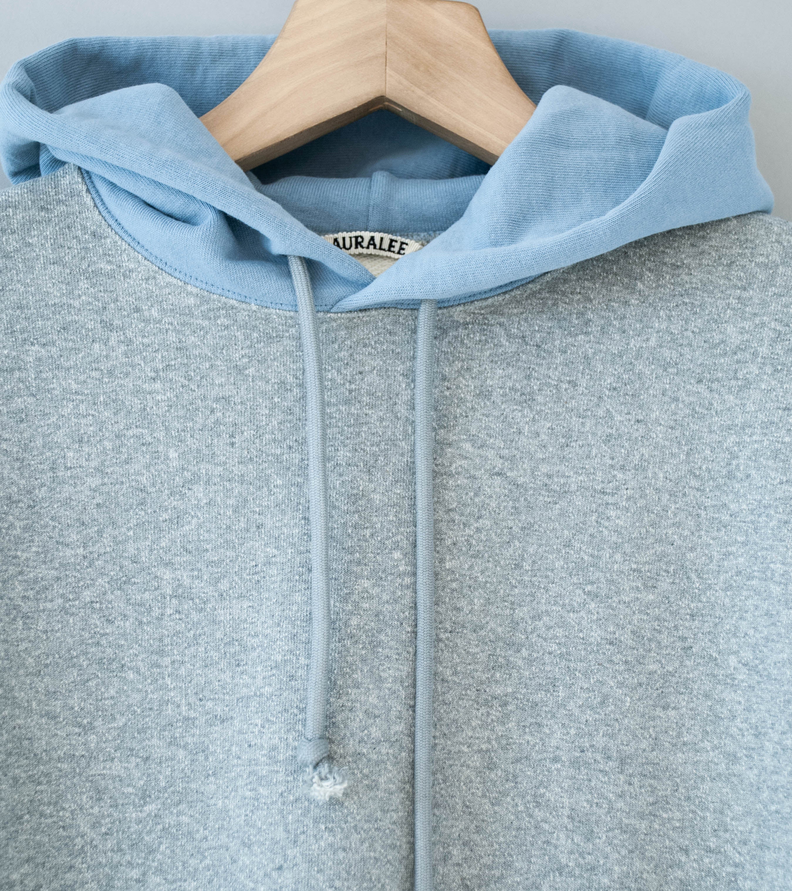 Auralee 'Smooth Soft BD Sweat P/O Parka' (Top Gray / Dusty Blue) - Image 7