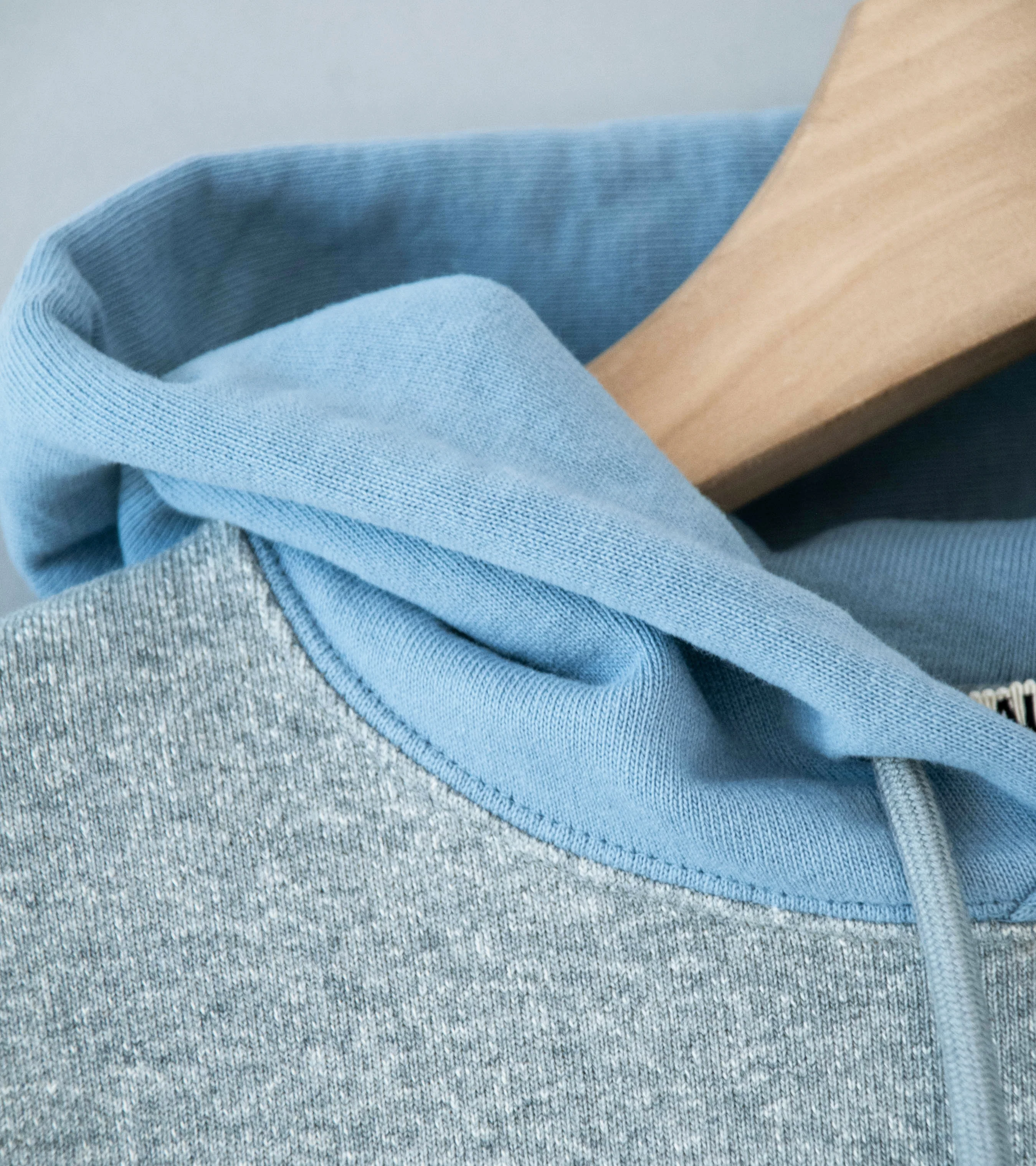 Auralee 'Smooth Soft BD Sweat P/O Parka' (Top Gray / Dusty Blue) - Image 8