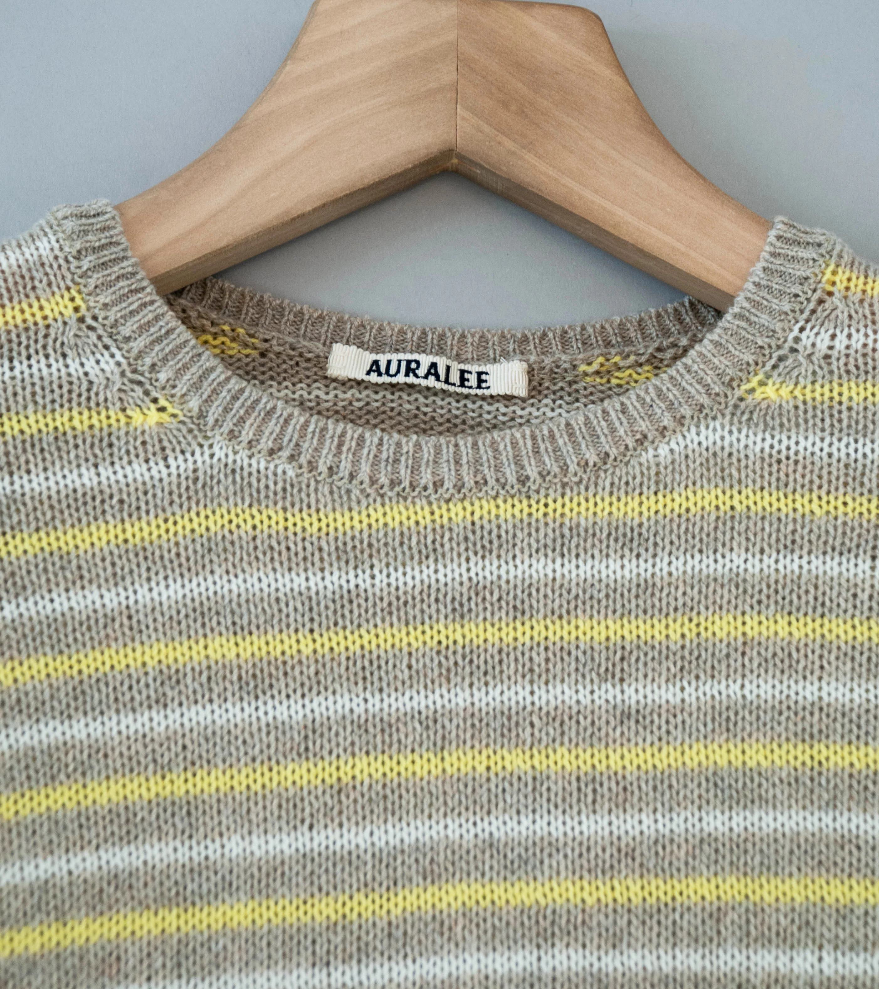 Auralee 'Summer Cashmere Knit P/O' (Beige / Yellow) - Image 6