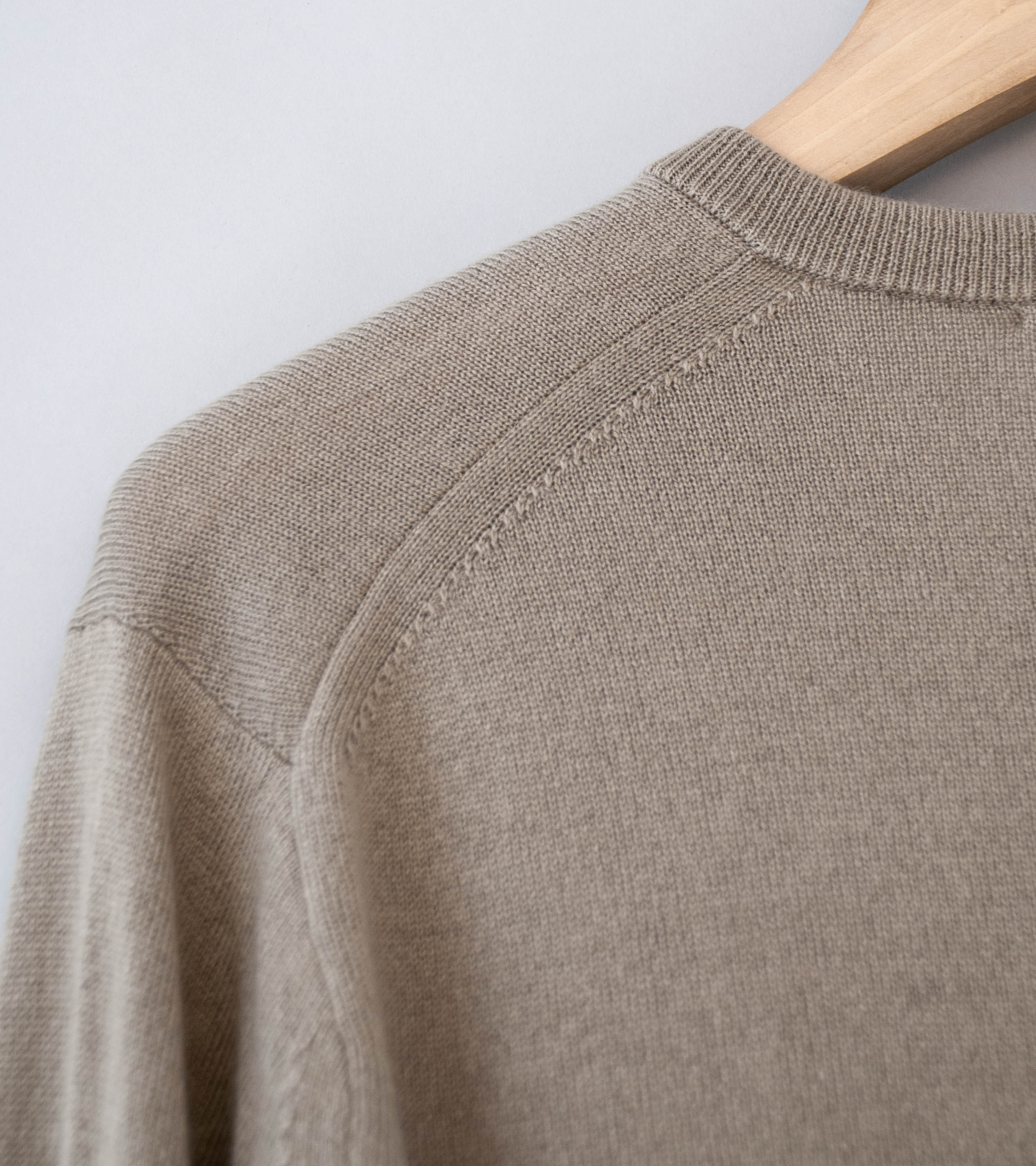 Auralee 'Super Fine Cashmere Silk Knit V-Neck P/O' (Khaki Brown) - Image 8