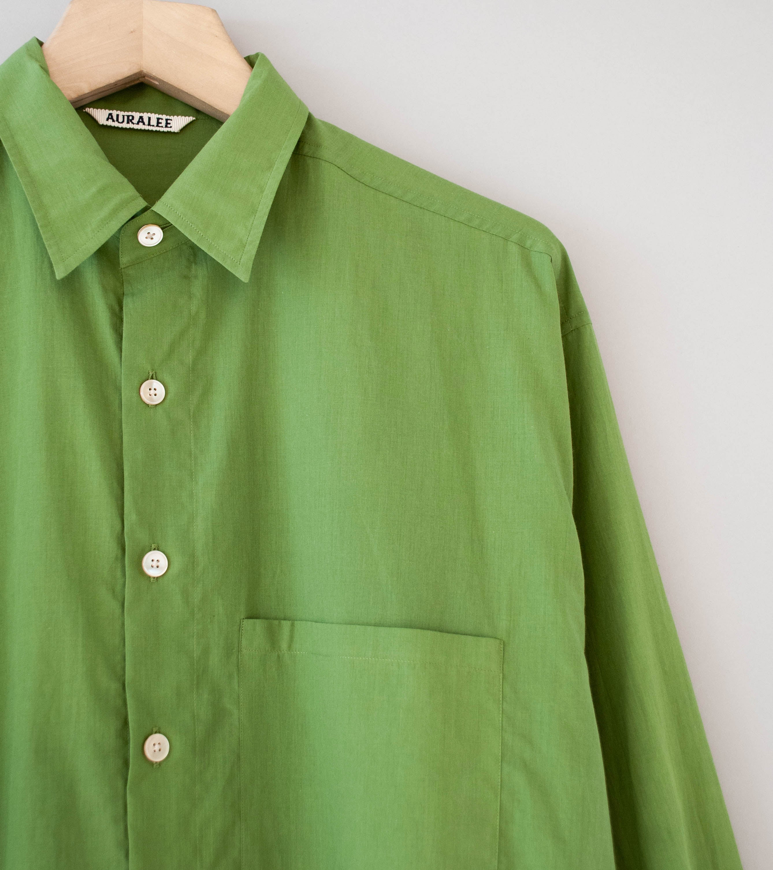 Auralee 'Super Fine Cotton Lawn Shirt' (Dusty Green) - Image 2