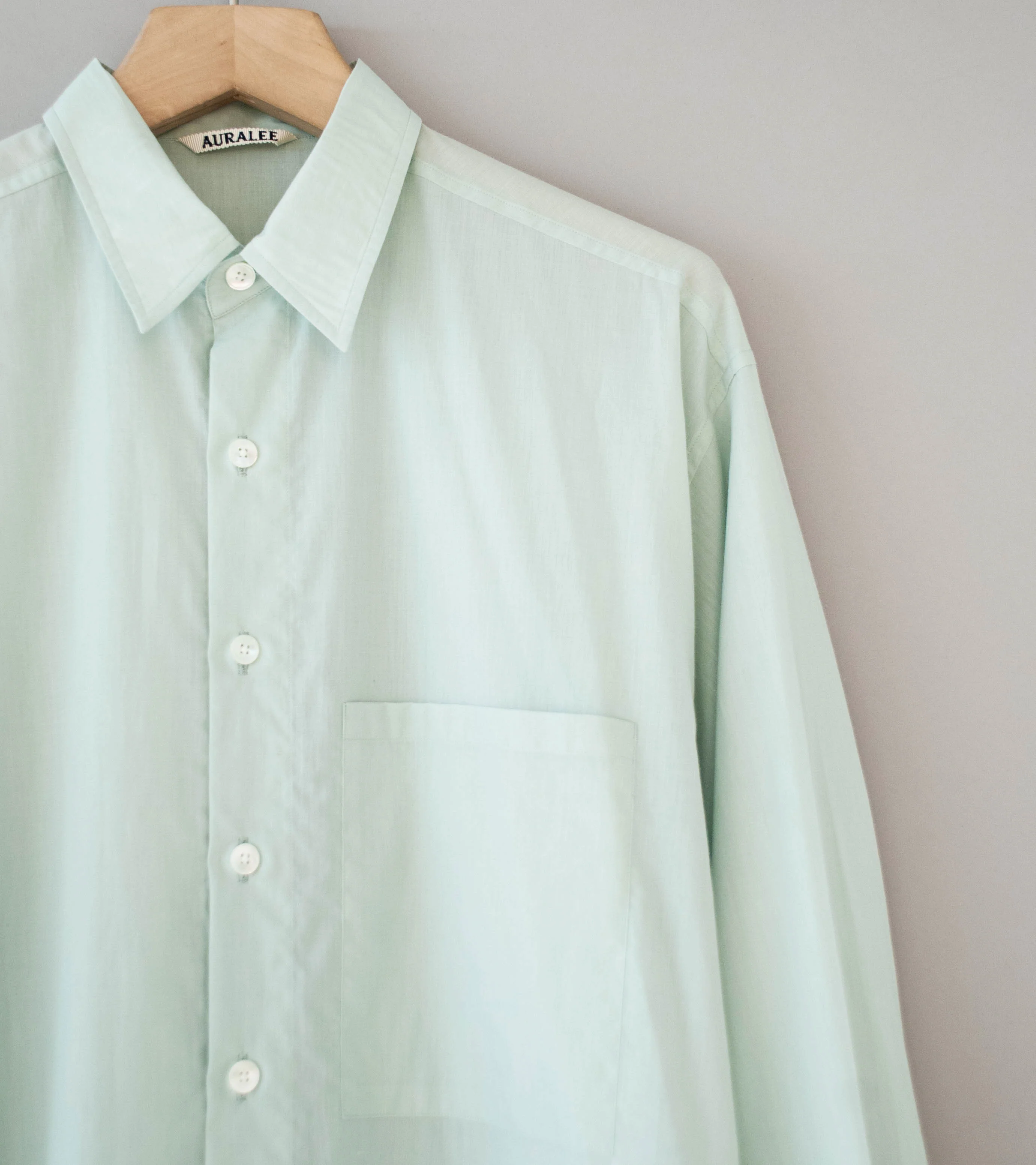 Auralee 'Super Fine Cotton Lawn Shirt' (Pale Blue) - Image 2