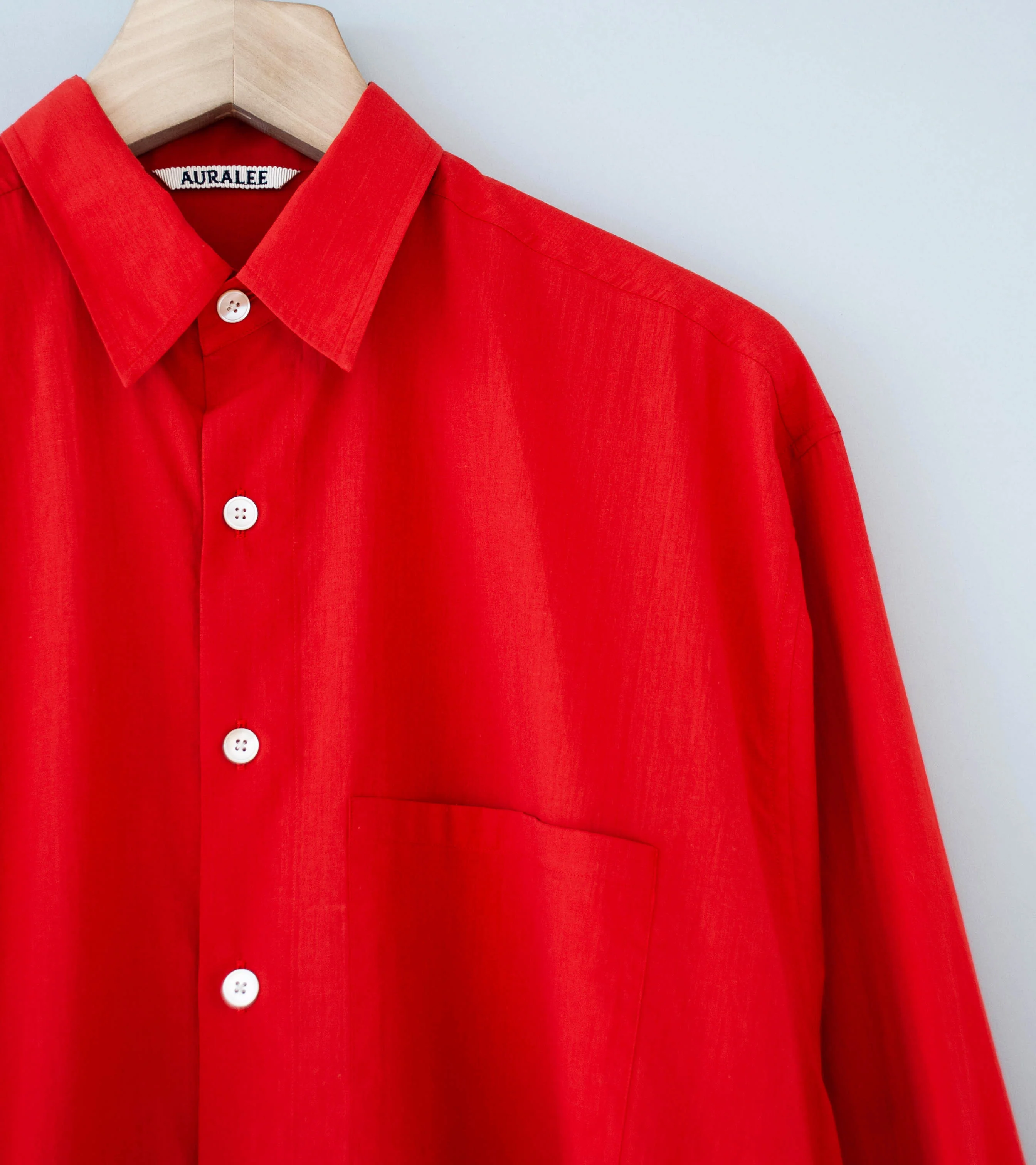 Auralee 'Super Fine Cotton Lawn Shirt' (Red) - Image 2
