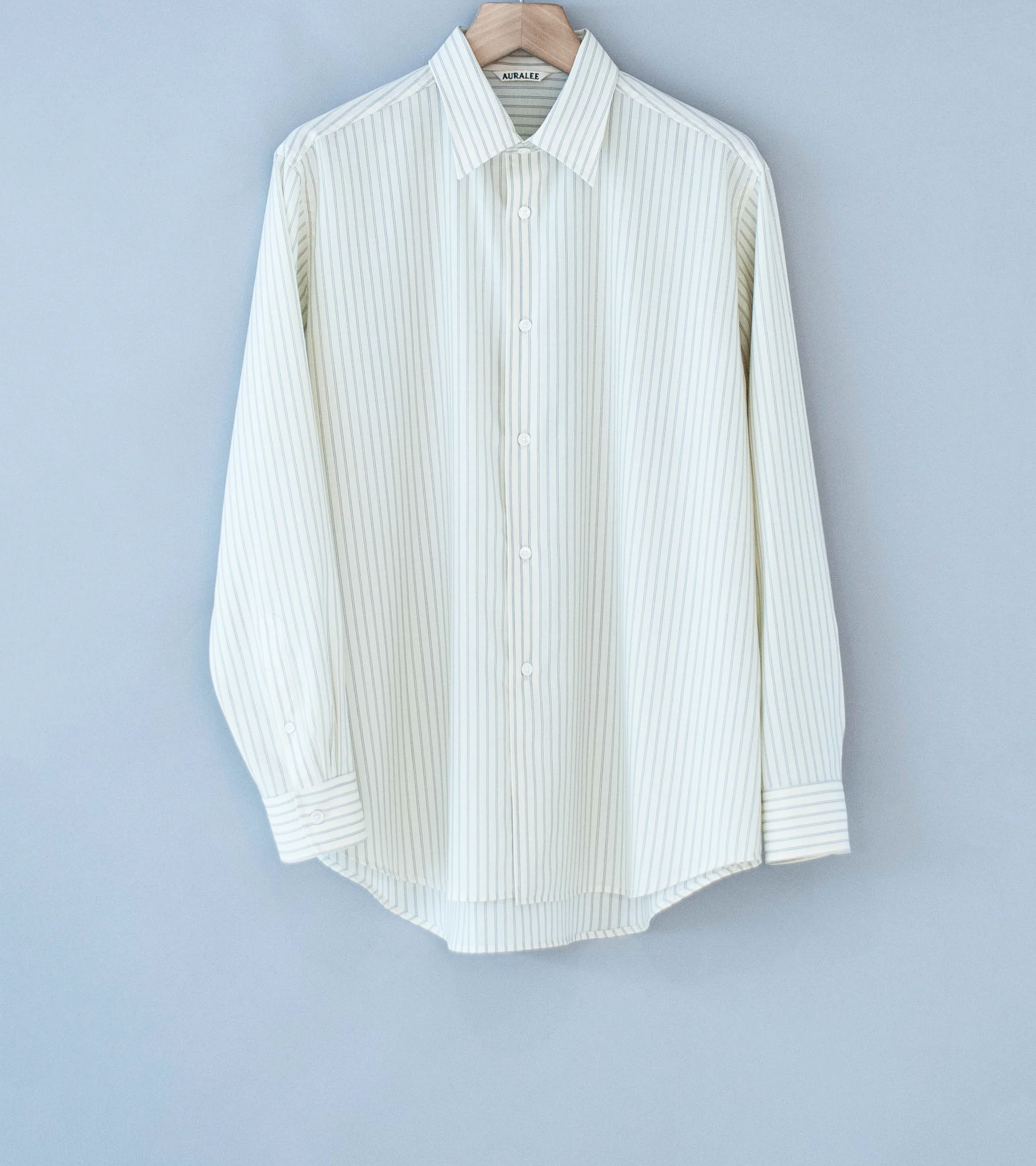 Auralee 'Super Fine Wool Stripe Shirt' (Ivory White Stripe)