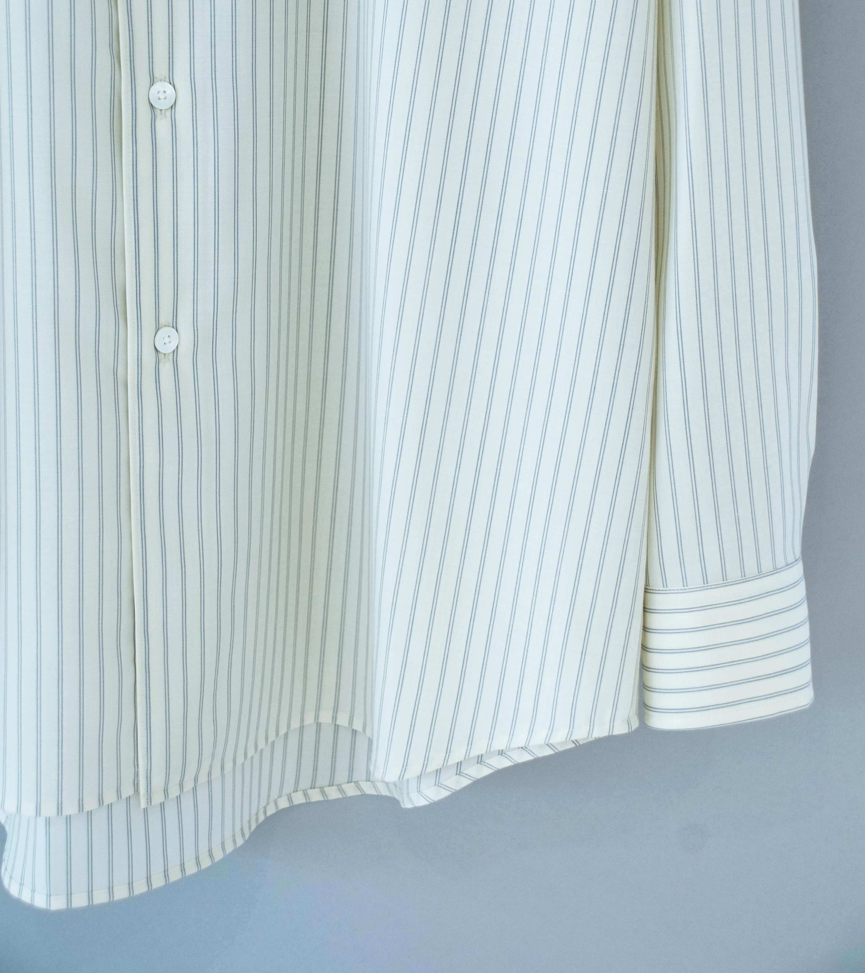 Auralee 'Super Fine Wool Stripe Shirt' (Ivory White Stripe) - Image 3