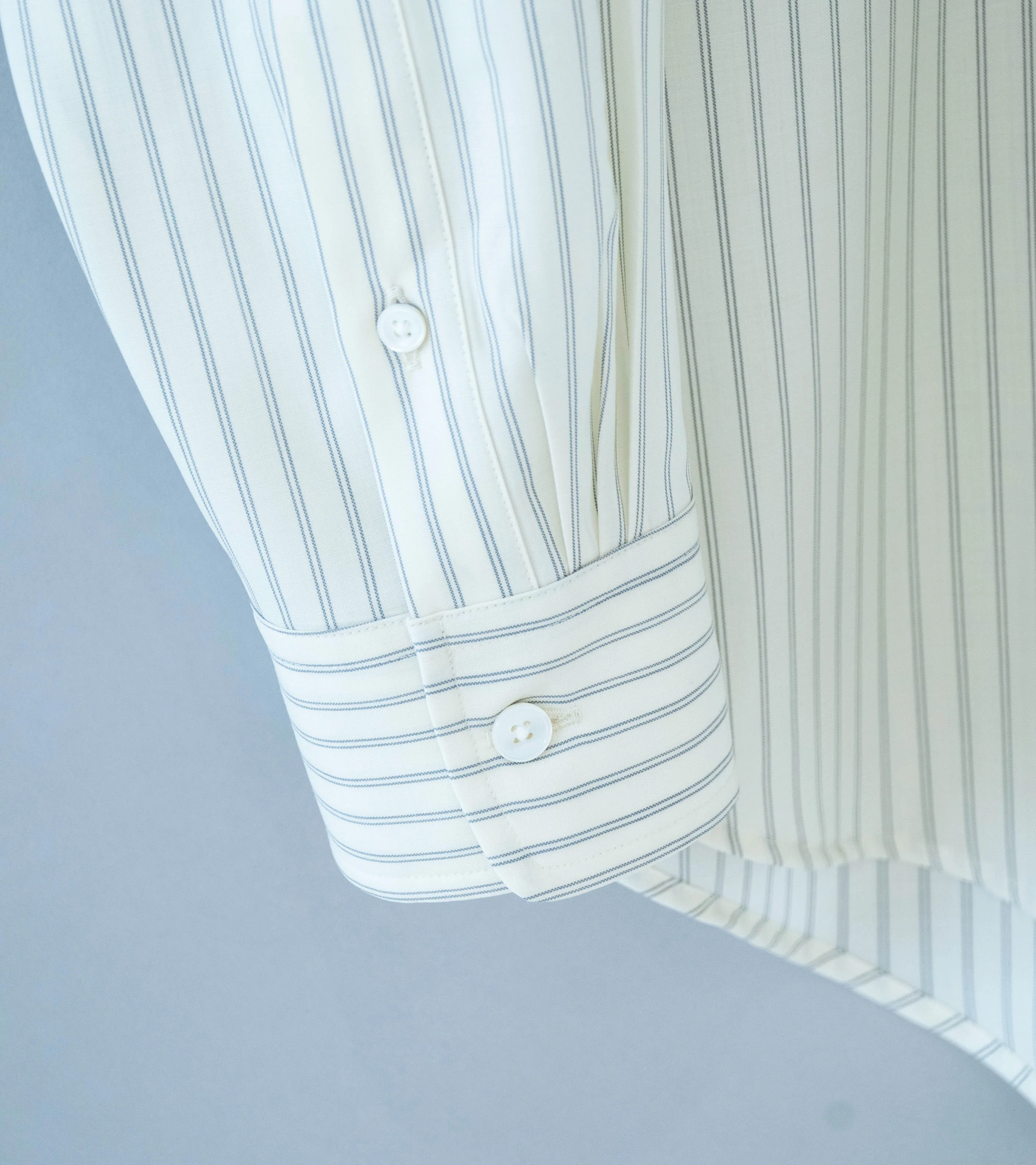 Auralee 'Super Fine Wool Stripe Shirt' (Ivory White Stripe) - Image 4