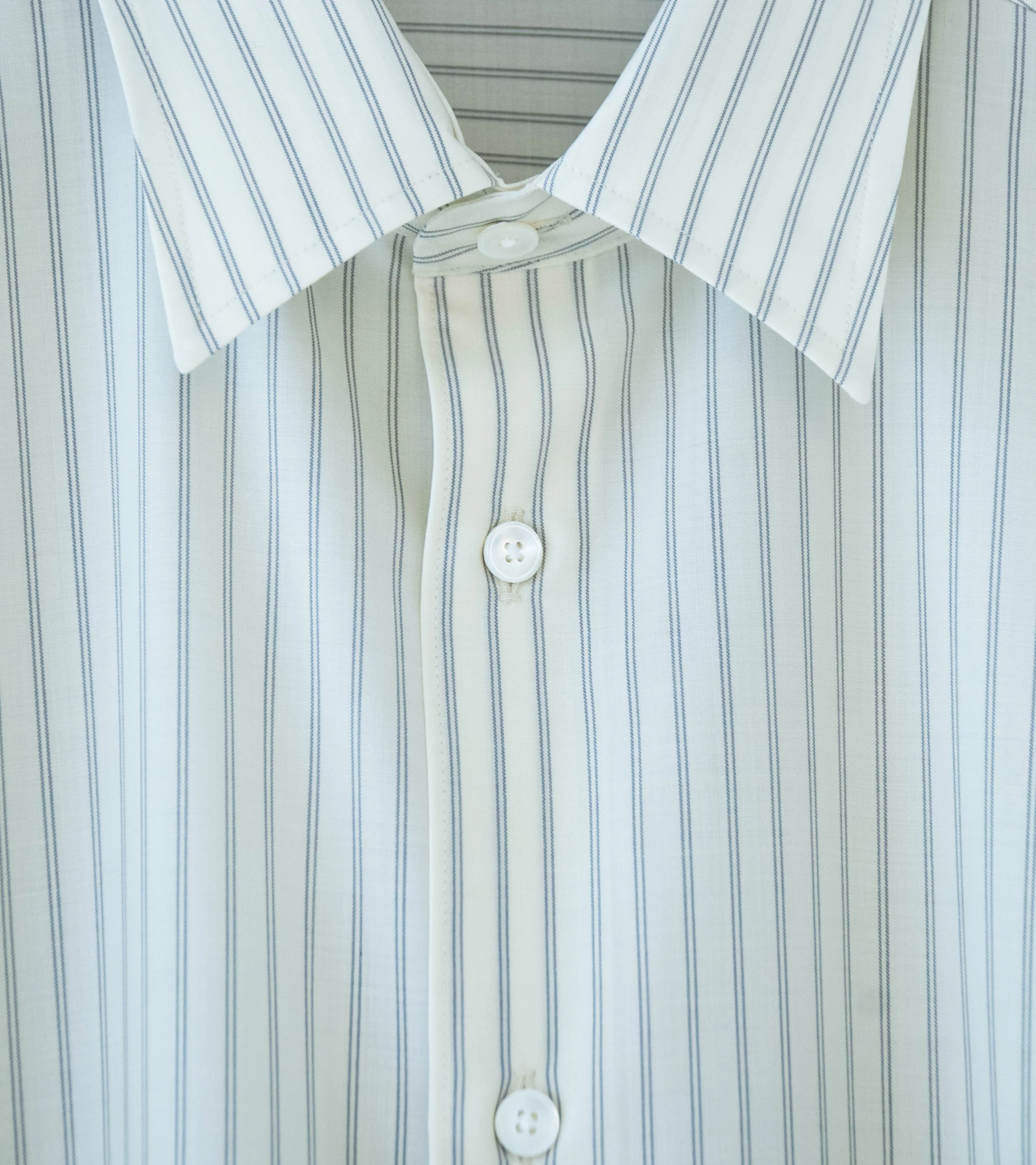 Auralee 'Super Fine Wool Stripe Shirt' (Ivory White Stripe) - Image 5