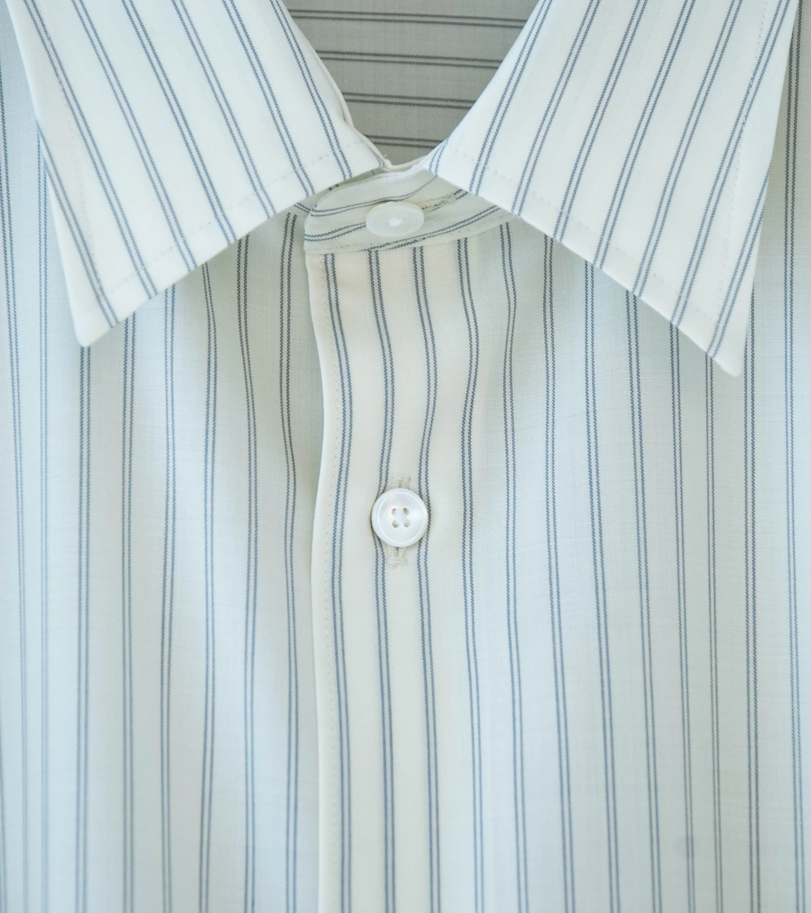 Auralee 'Super Fine Wool Stripe Shirt' (Ivory White Stripe) - Image 6