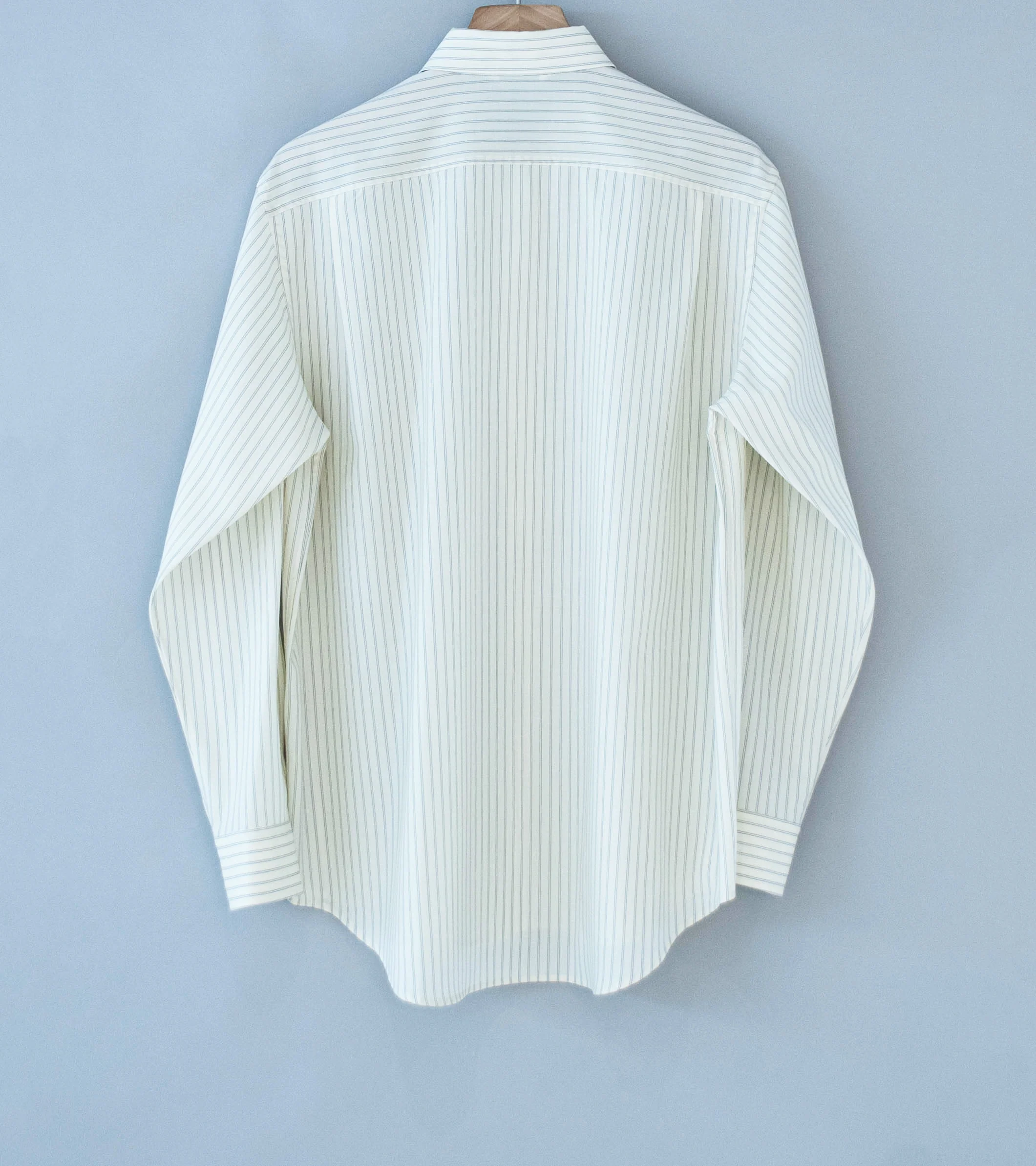 Auralee 'Super Fine Wool Stripe Shirt' (Ivory White Stripe) - Image 7