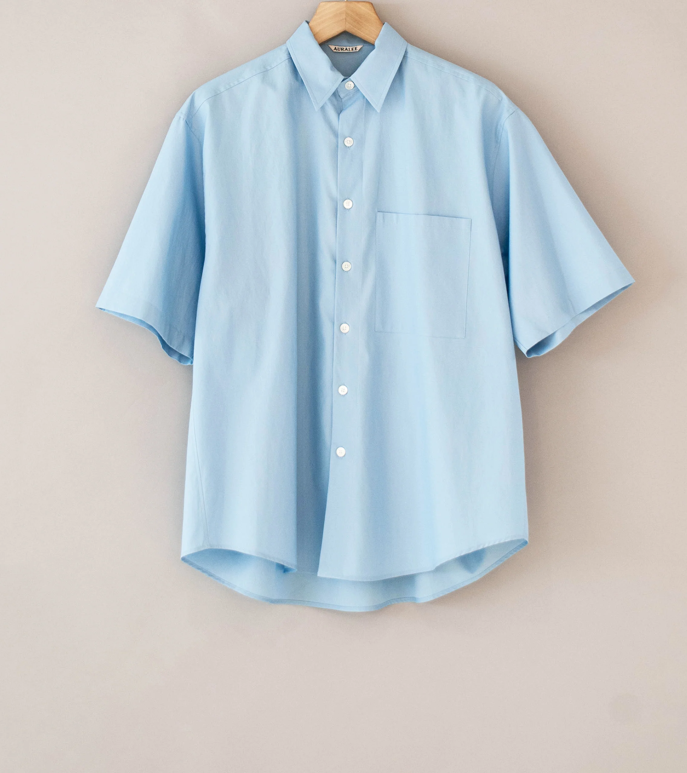 Auralee 'Washed Finx Twill Big Half Sleeved Shirt' (Light Blue)
