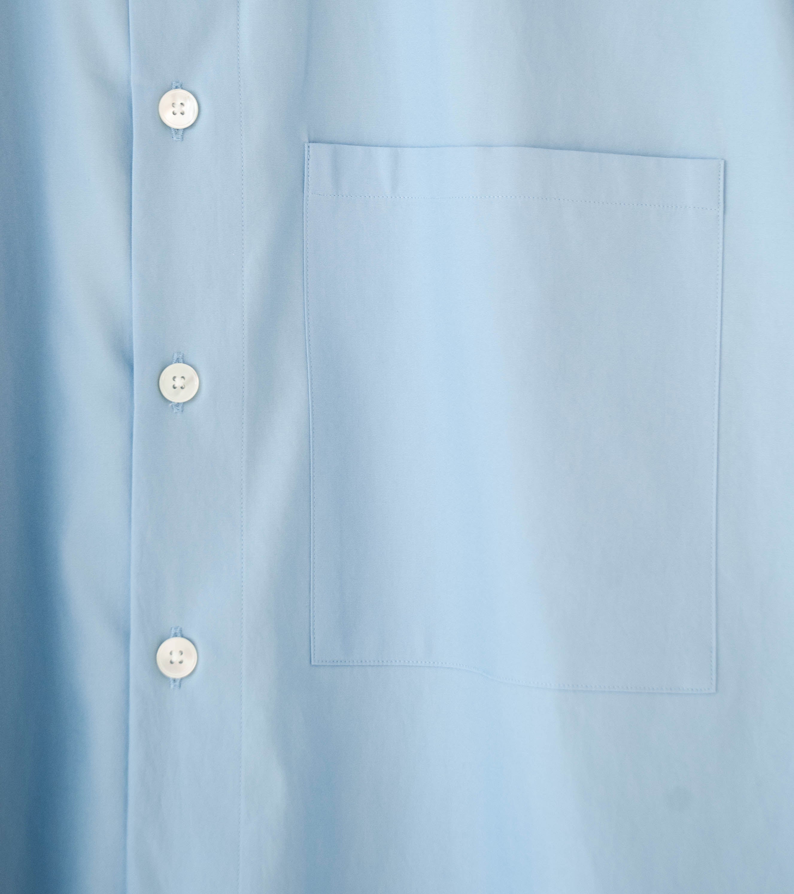 Auralee 'Washed Finx Twill Big Half Sleeved Shirt' (Light Blue) - Image 3