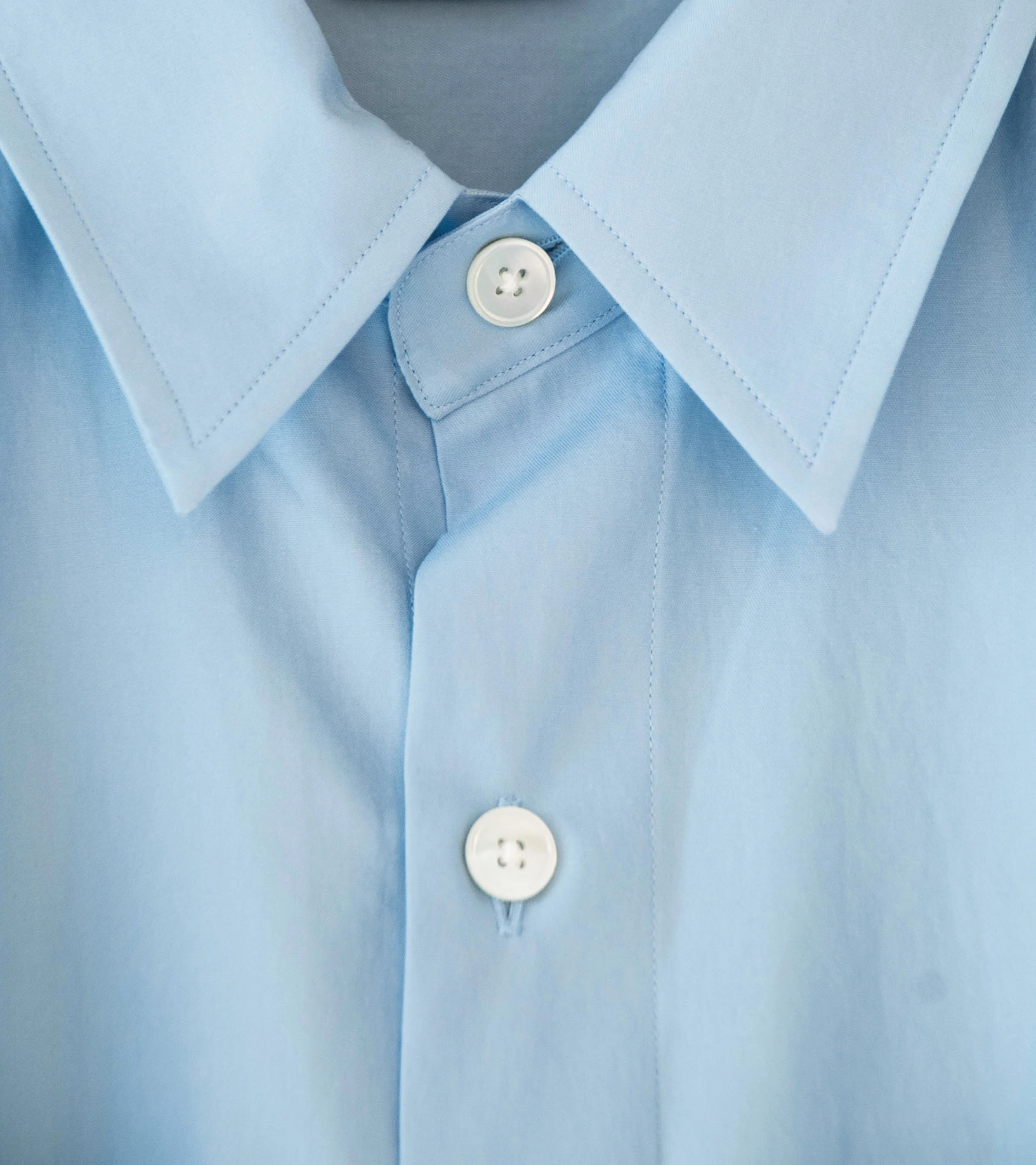 Auralee 'Washed Finx Twill Big Half Sleeved Shirt' (Light Blue) - Image 4