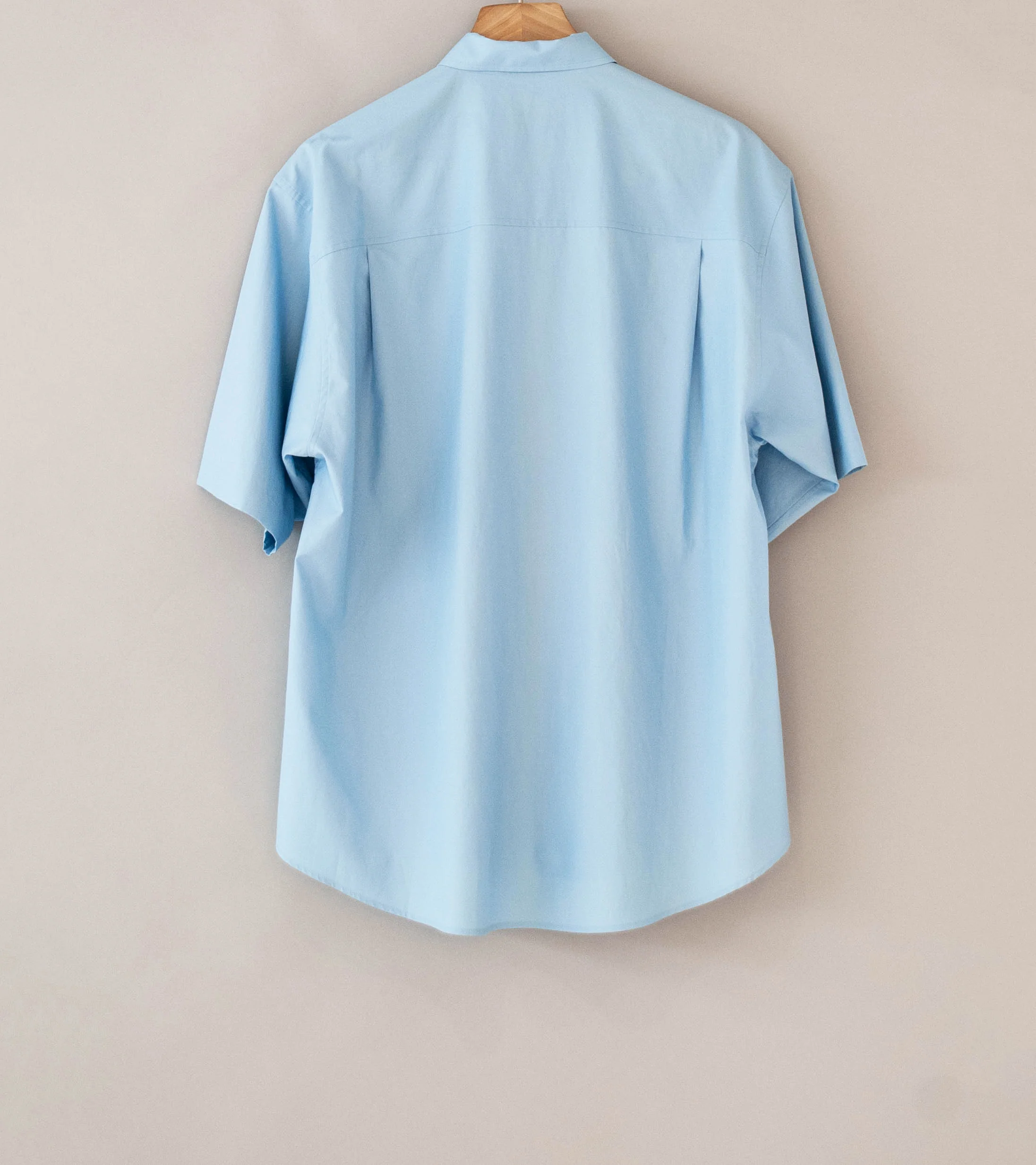 Auralee 'Washed Finx Twill Big Half Sleeved Shirt' (Light Blue) - Image 5
