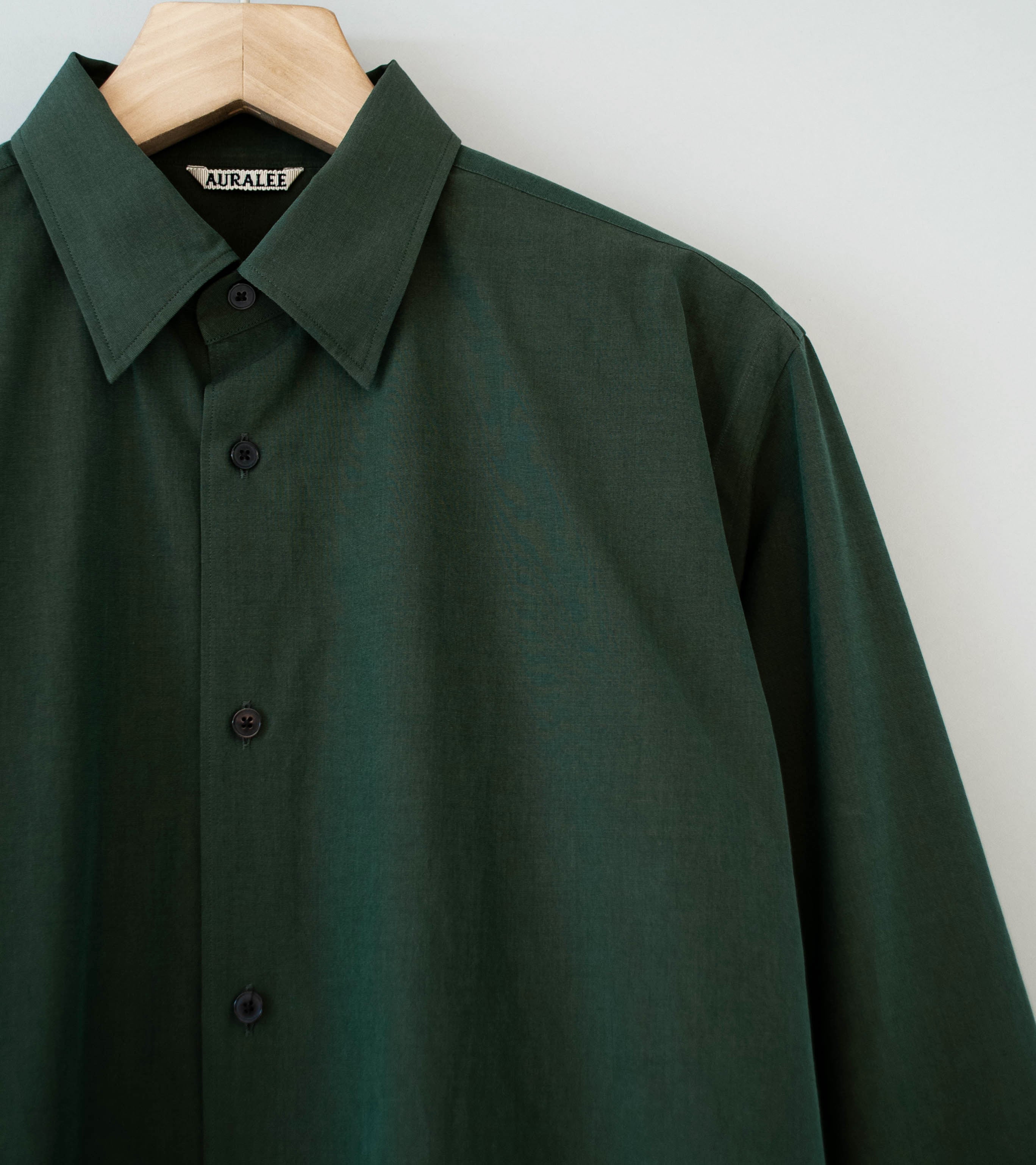 Auralee 'Washed Finx Weather Chambray Shirt' (Dark Olive) - Image 2