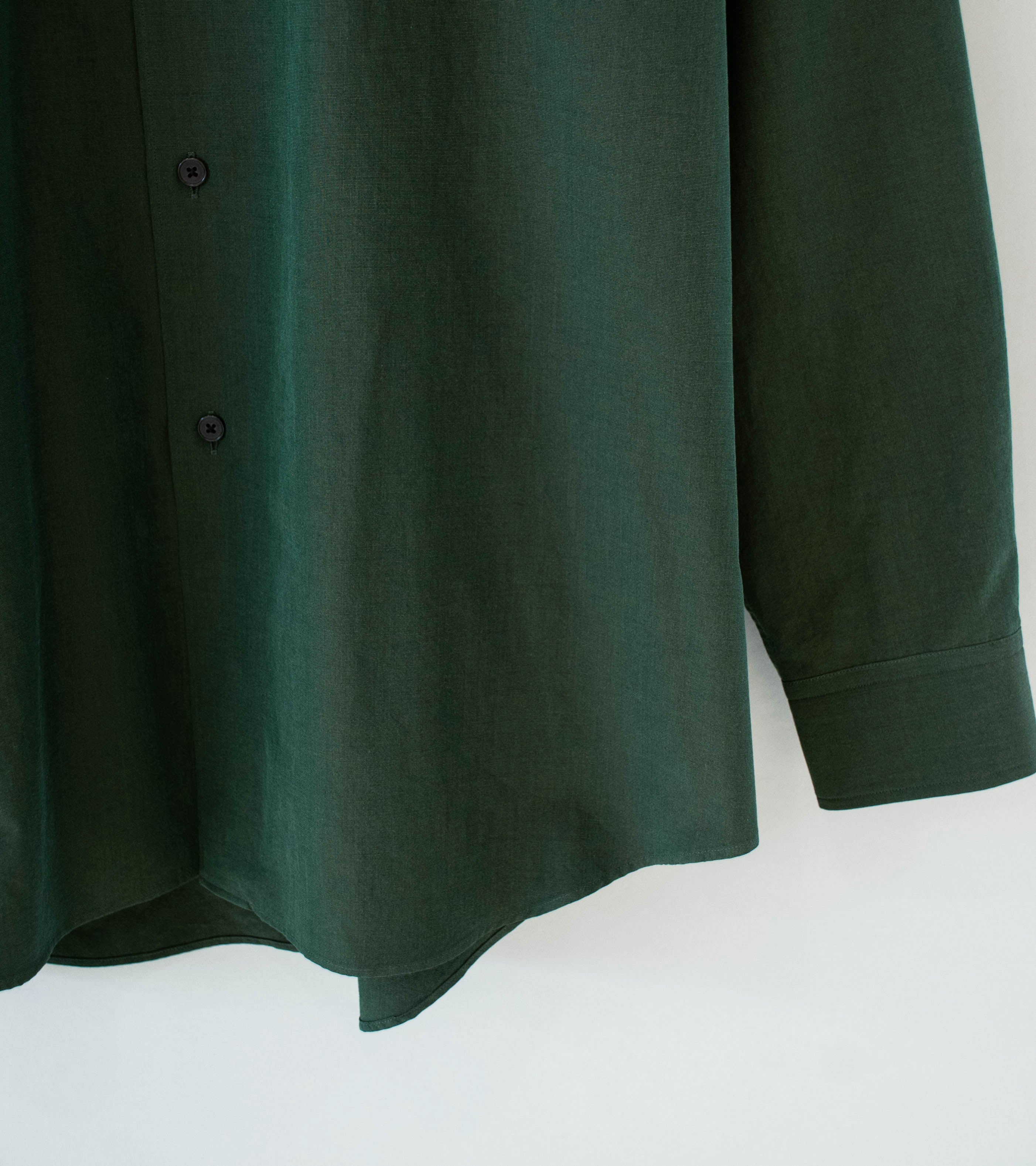 Auralee 'Washed Finx Weather Chambray Shirt' (Dark Olive) - Image 3