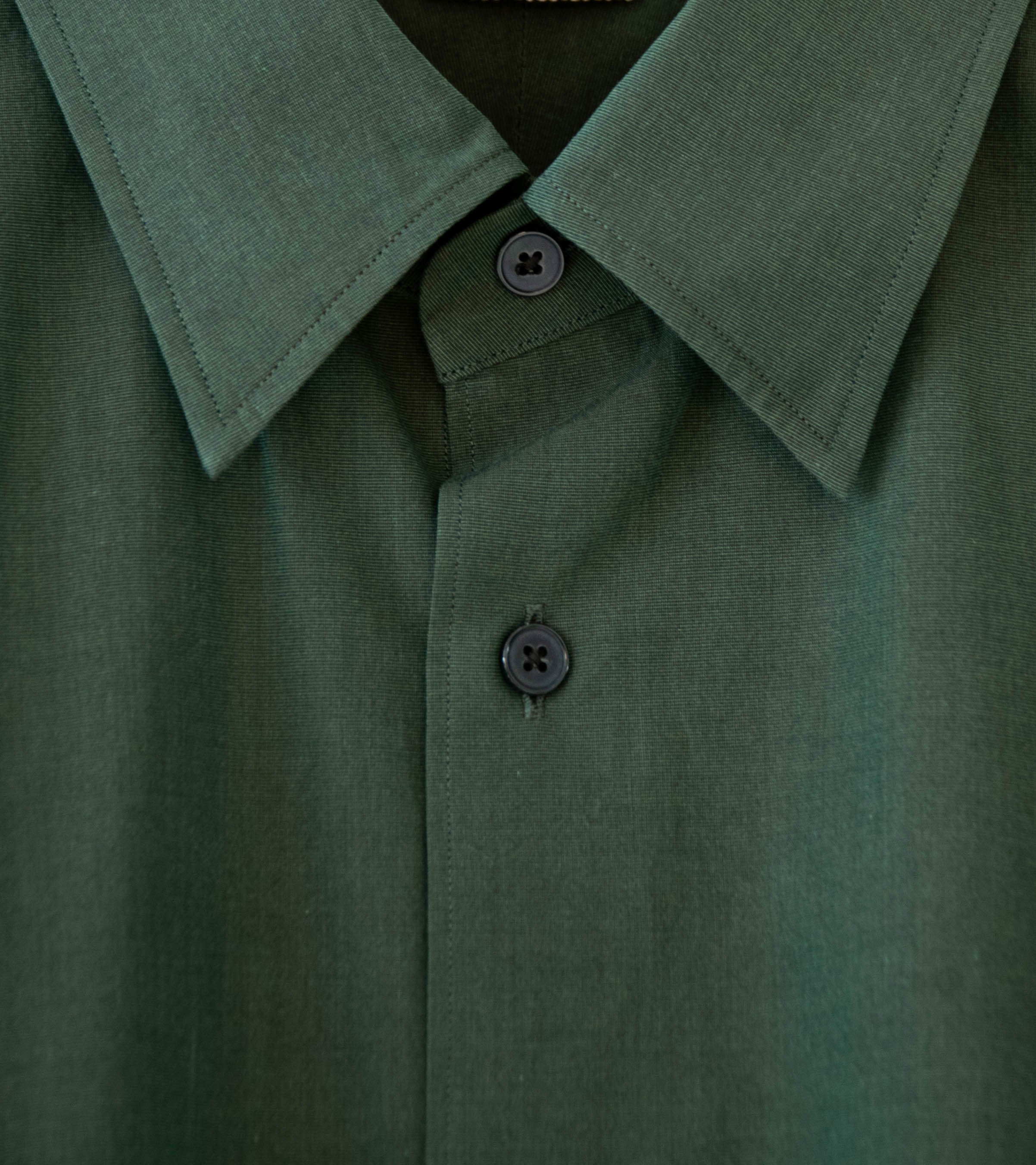 Auralee 'Washed Finx Weather Chambray Shirt' (Dark Olive) - Image 4
