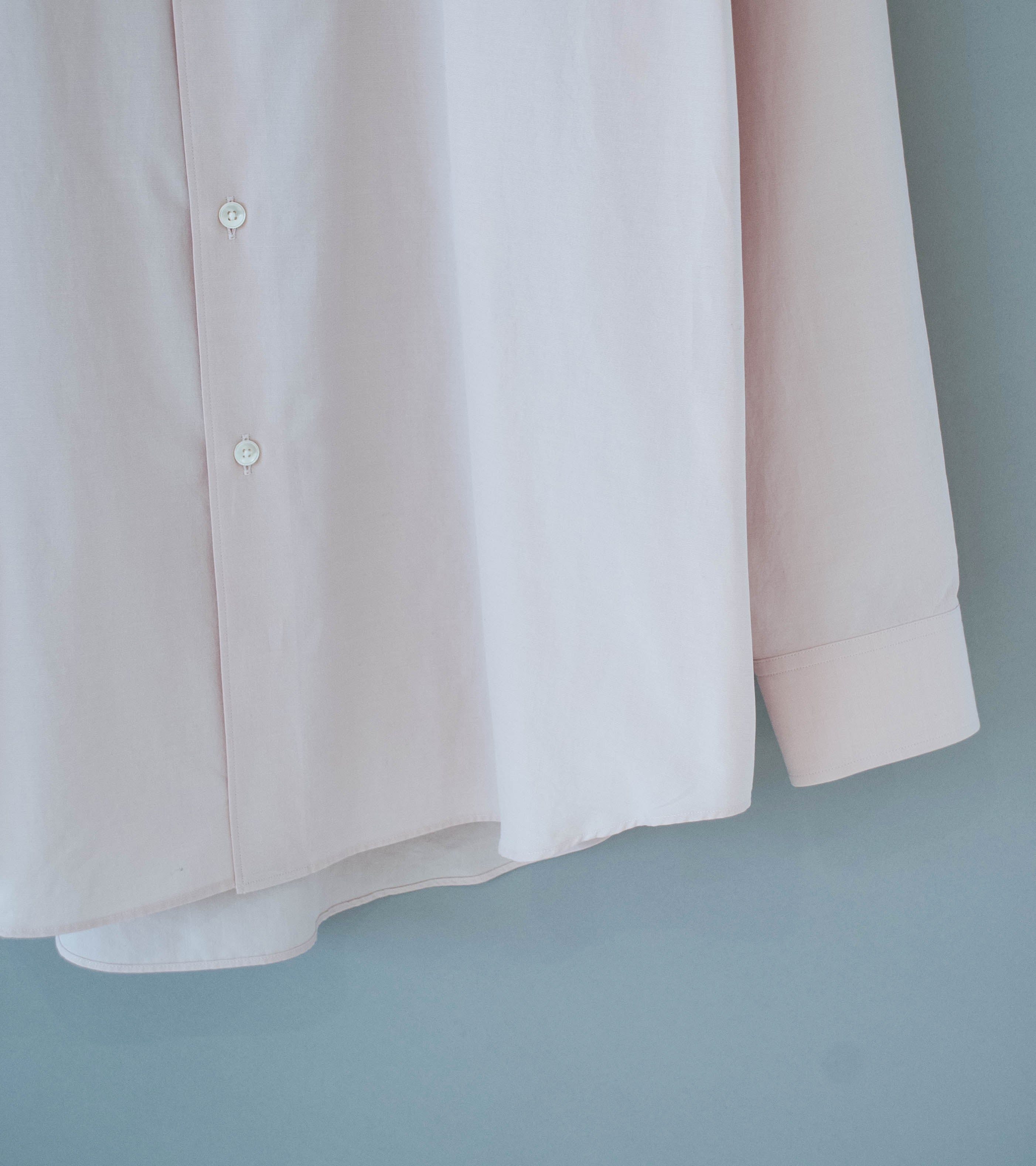 Auralee 'Washed Finx Weather Chambray Shirt' (Pink Beige) - Image 3