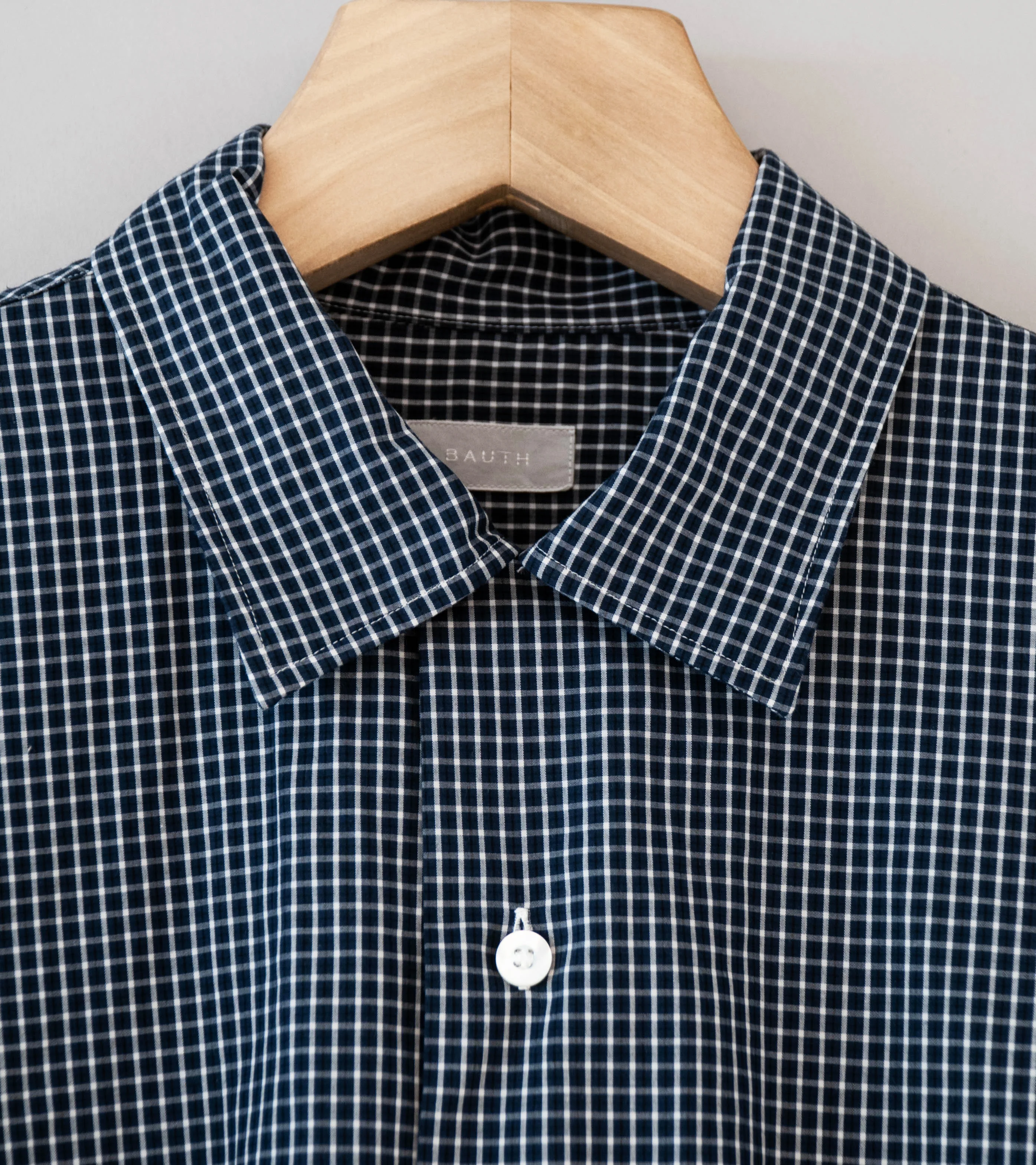Bauth 'Open Collar Check Shirt' (Blue Check) - Image 6