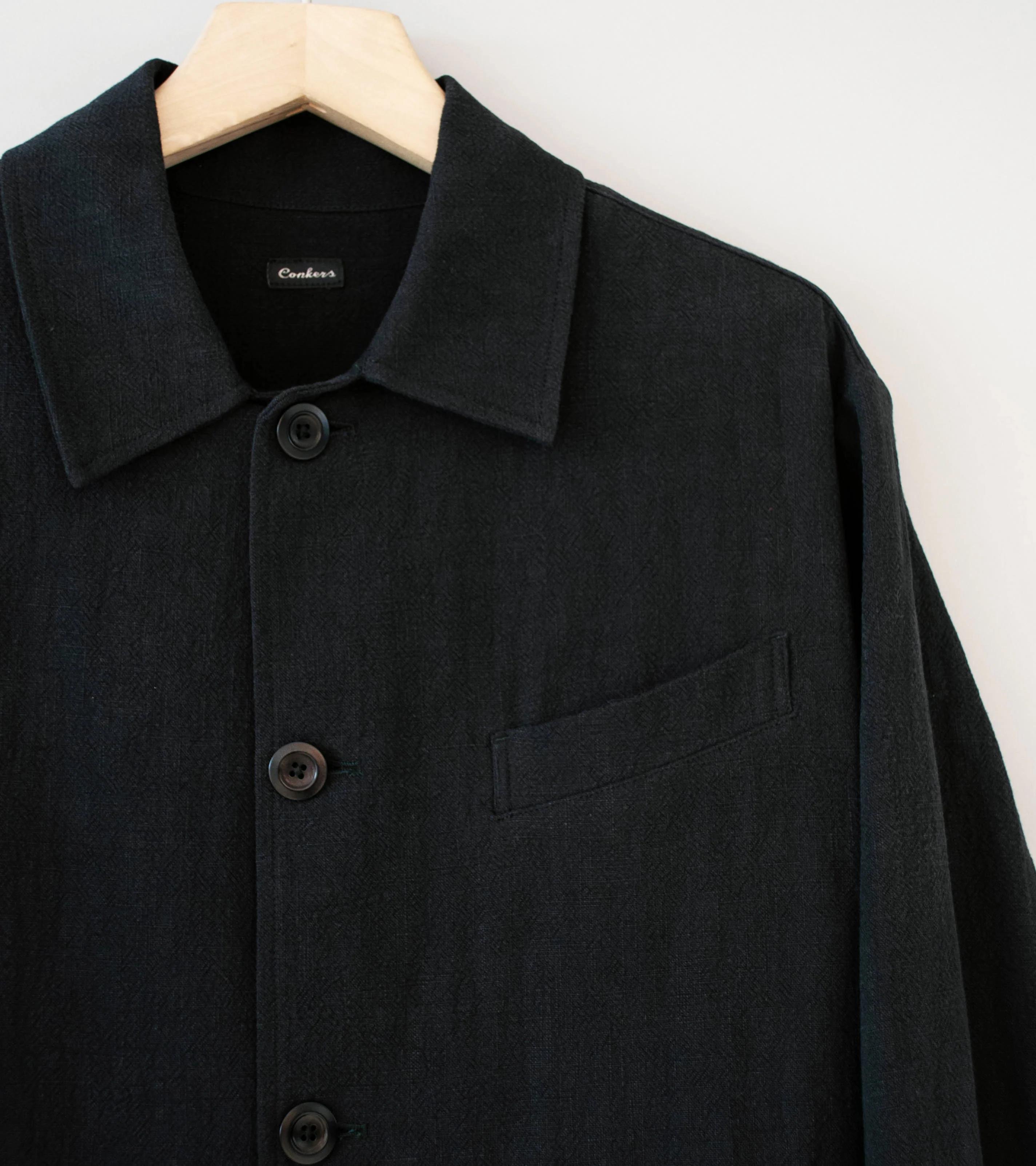 Conkers 'Field Shirt' (Charcoal Ramie Cotton) - Image 2