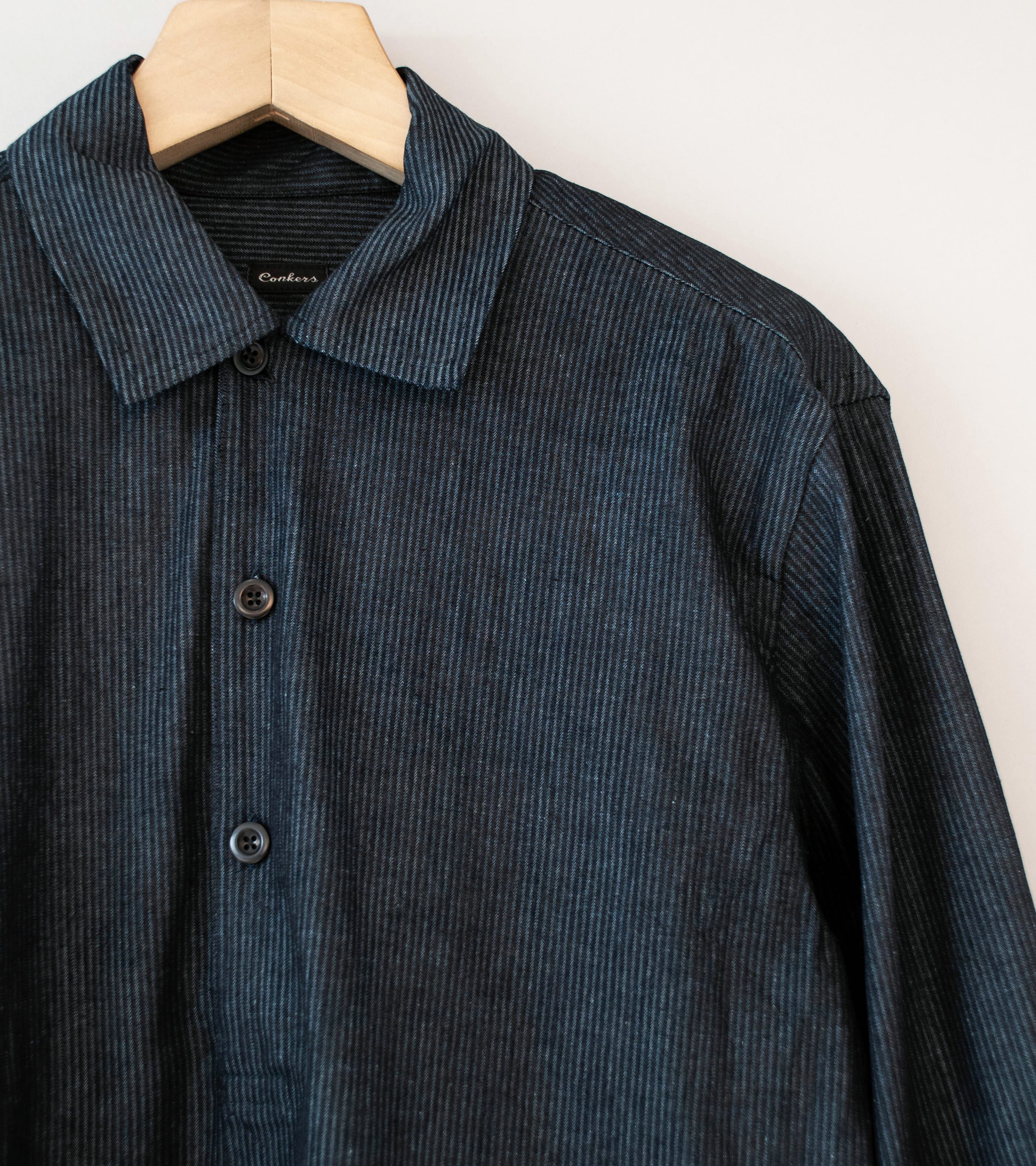 Conkers 'Night Shirt' (Navy Striped Cotton) - Image 2