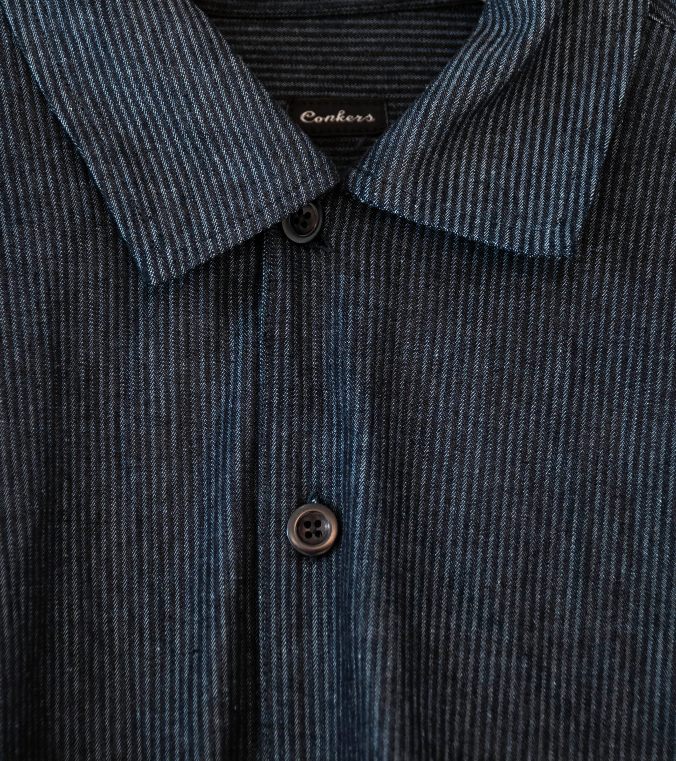 Conkers 'Night Shirt' (Navy Striped Cotton) - Image 5