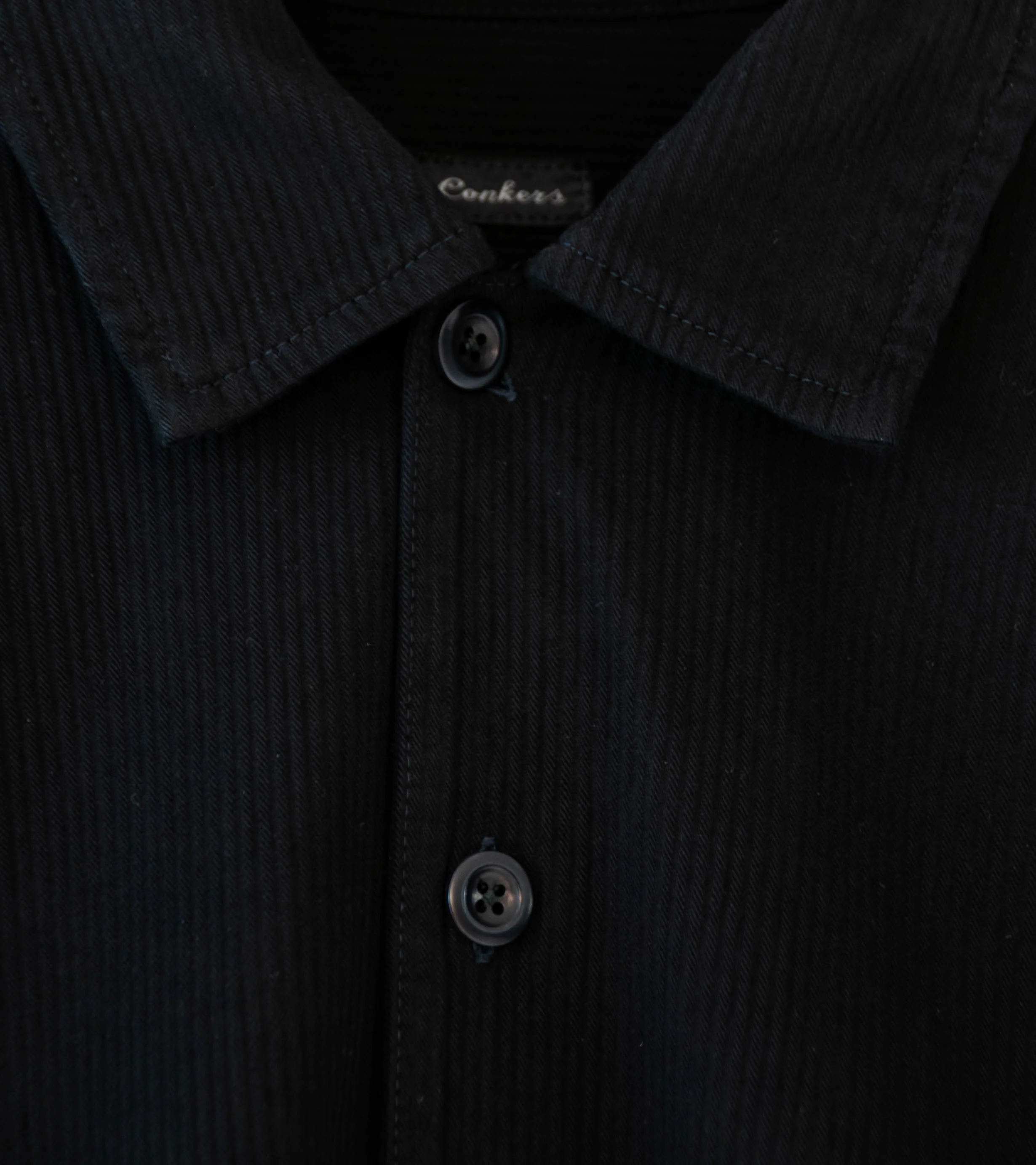 Conkers 'Short Sleeve Night Shirt' (OD Black Striped Cotton) - Image 5