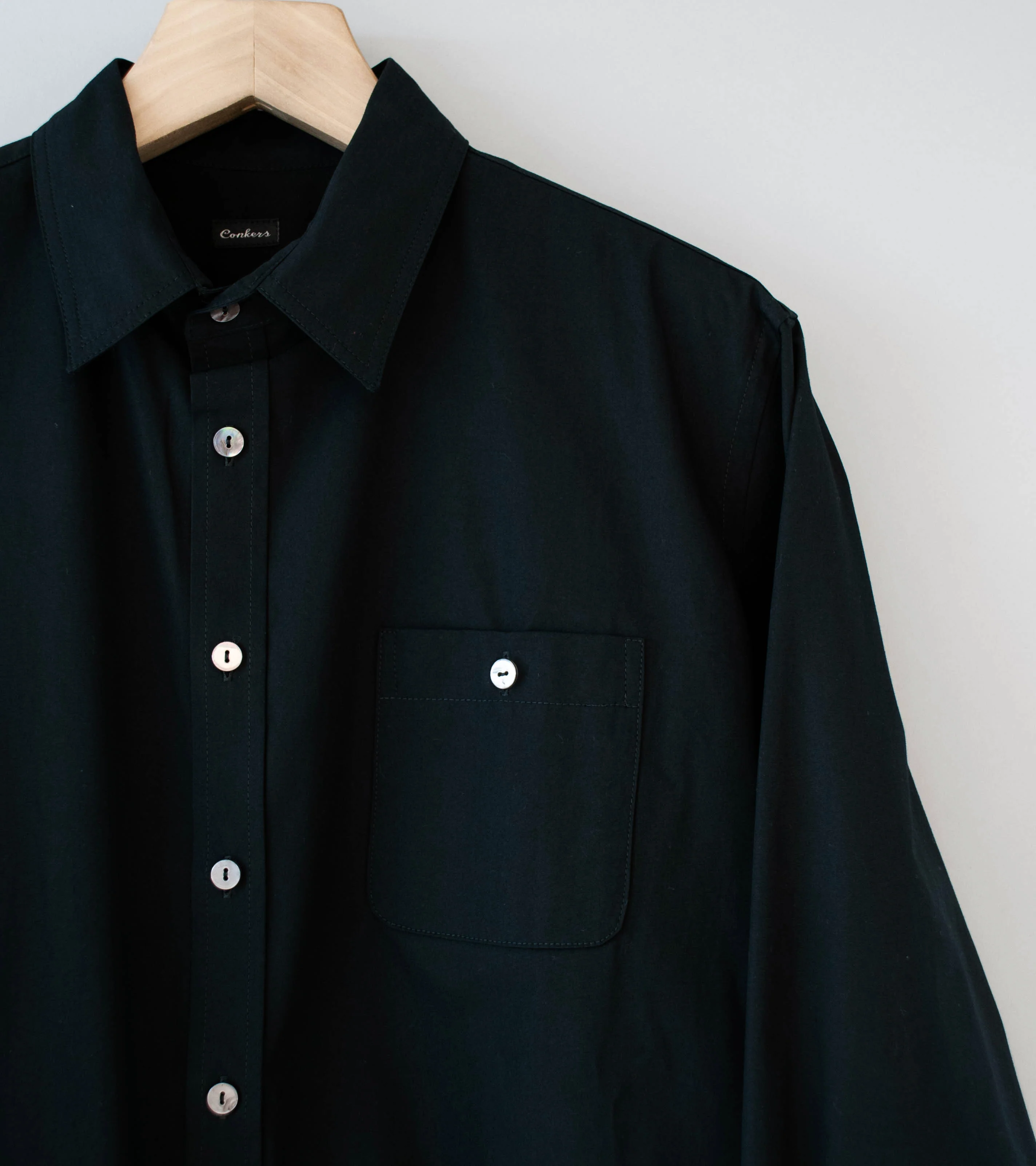 Conkers 'Sunday Shirt' (Black Cotton Poplin) - Image 2