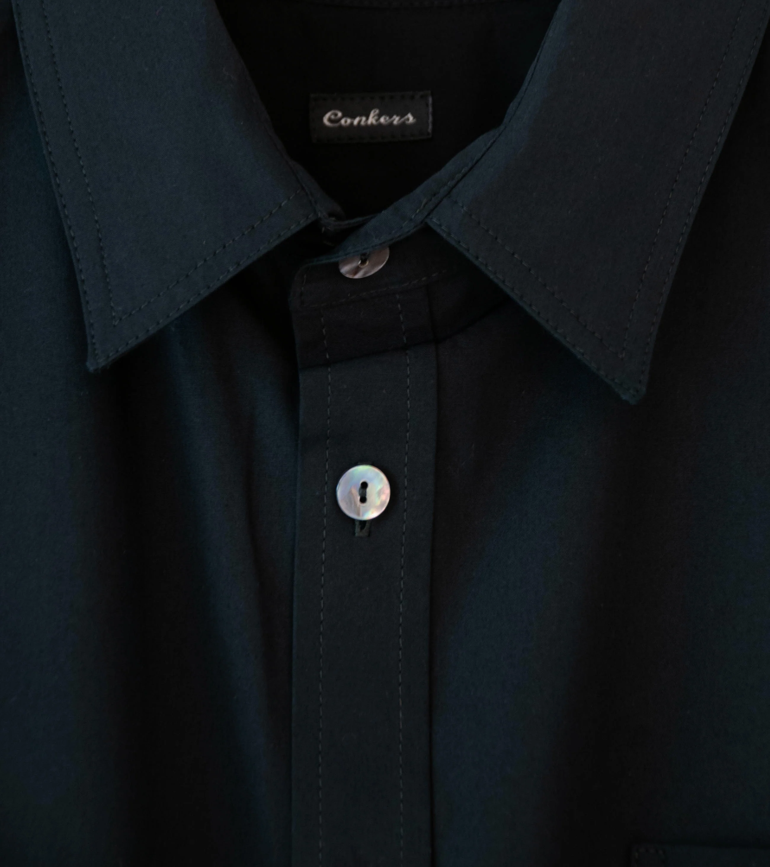 Conkers 'Sunday Shirt' (Black Cotton Poplin) - Image 6