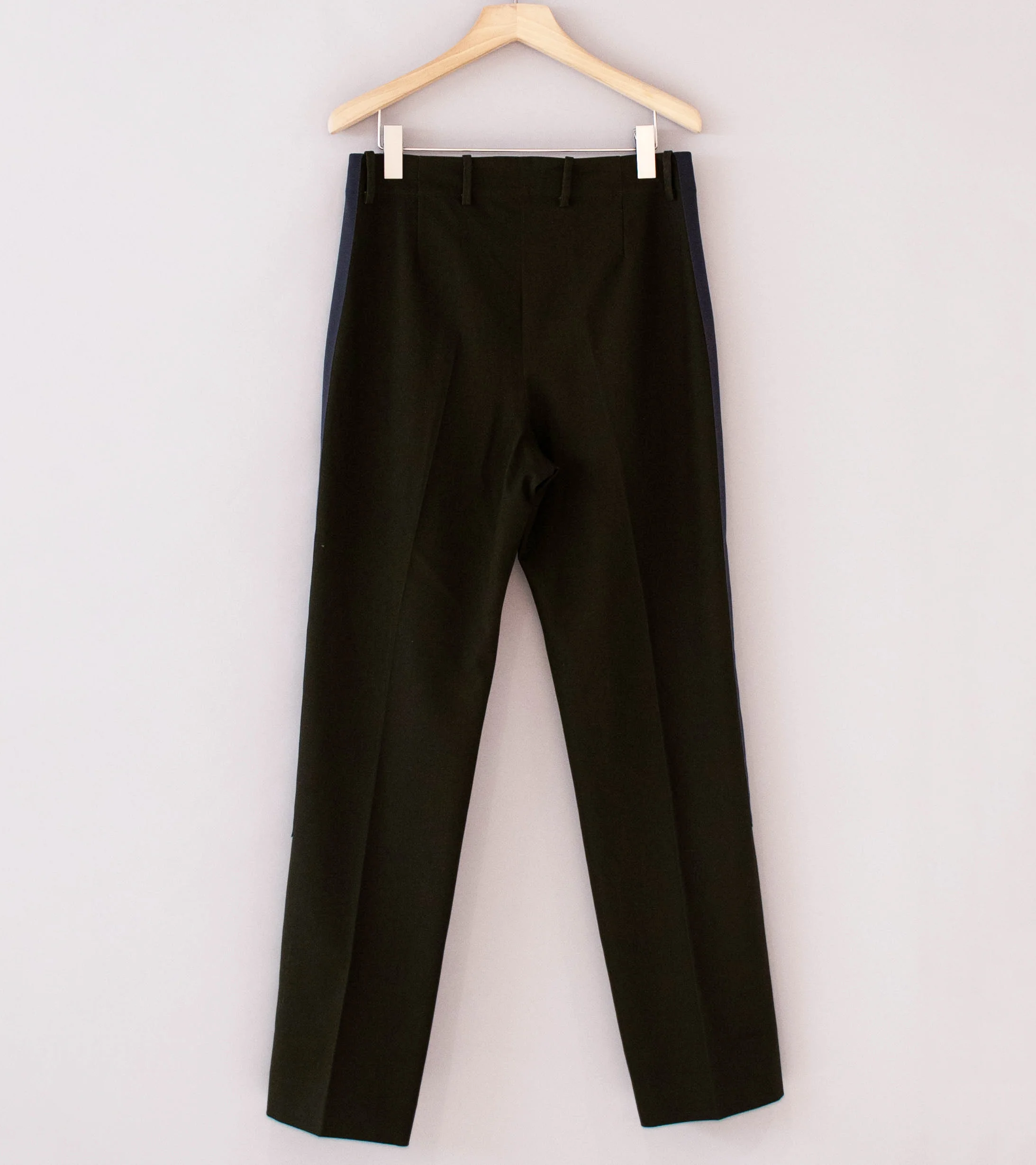 DERRICK 'Broken Stripe Tuxedo Trouser' (Noir Brown Silicon Dipped Cotton Satin) - Image 4