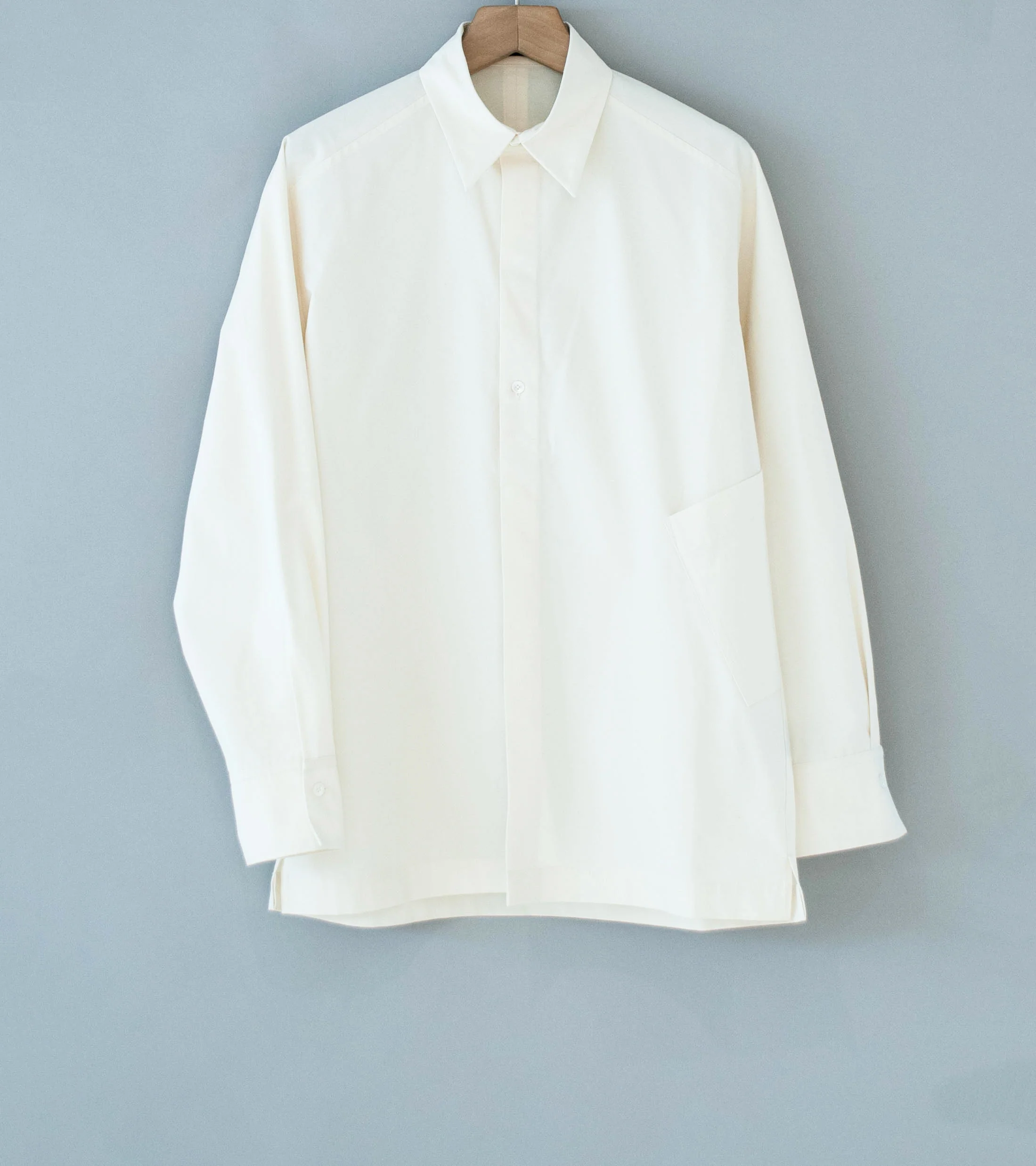 DERRICK 'Relay Shirt' (Ivory Cotton Silk Slubbed Weathercloth)
