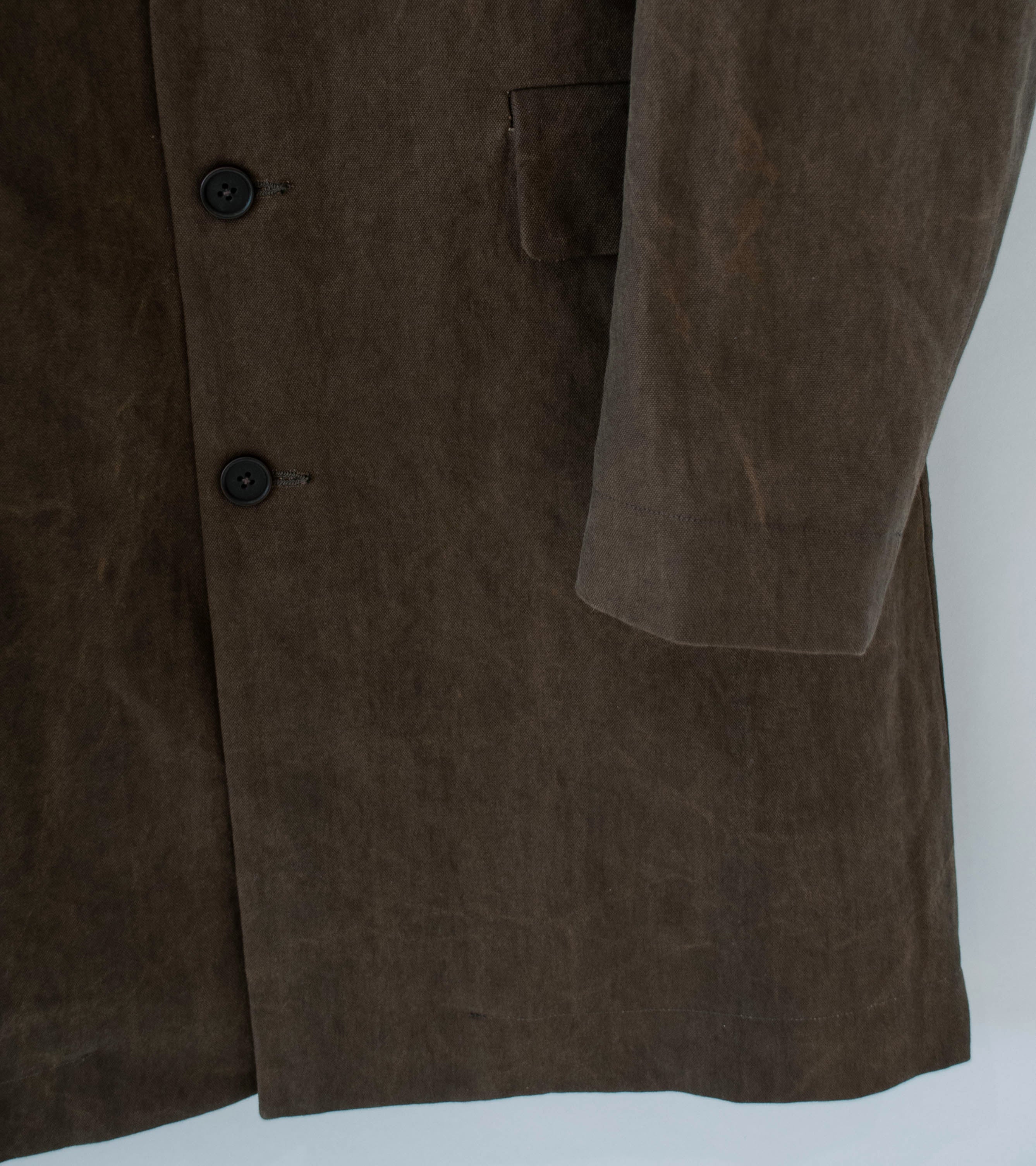 Evan Kinori 'Big Coat' (Dark Olive Sumi Ink Dye Cotton Washi Canvas) - Image 3