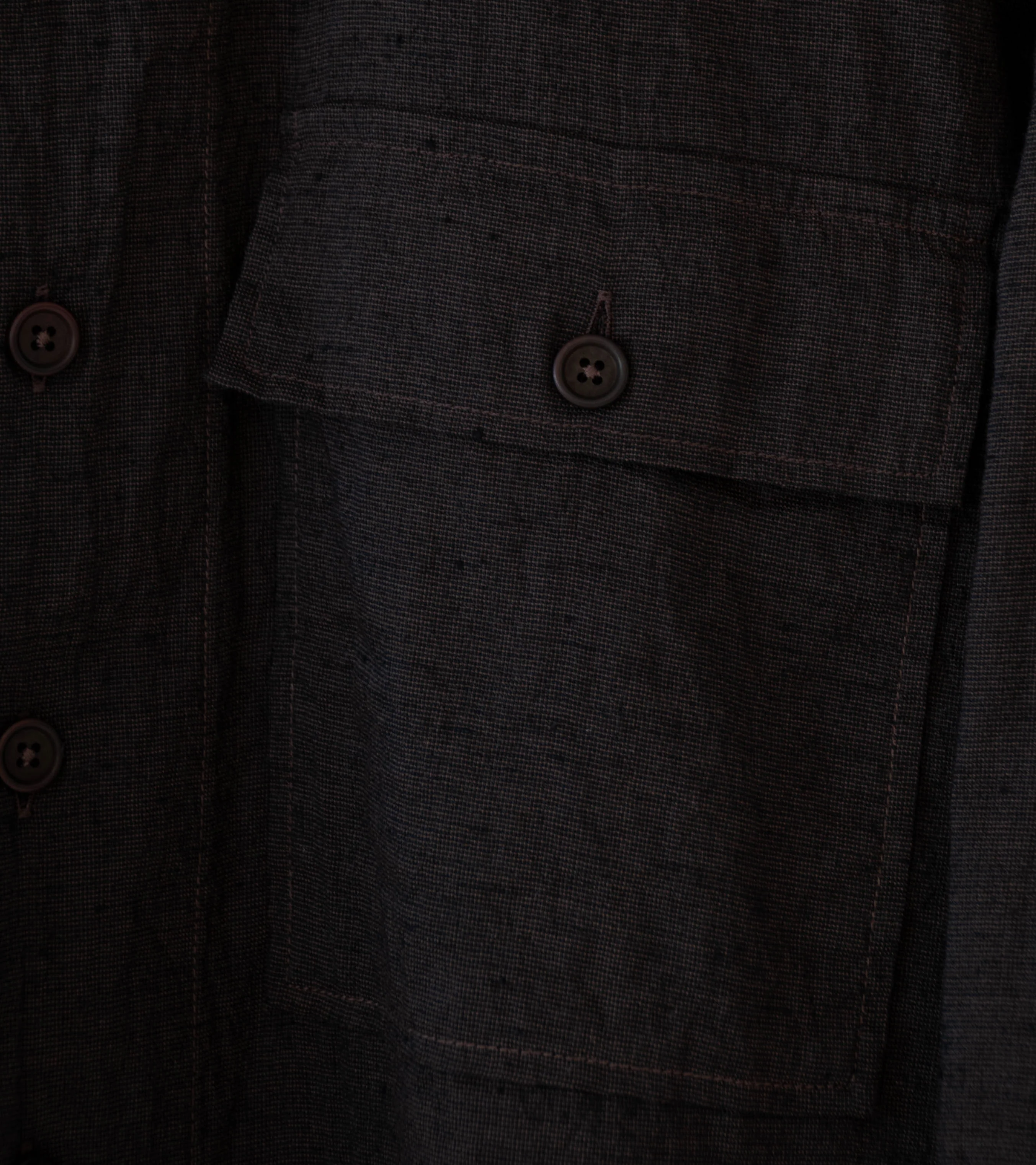 Evan Kinori 'Big Shirt' (Brown Navy Linen Cotton Summercloth) - Image 3